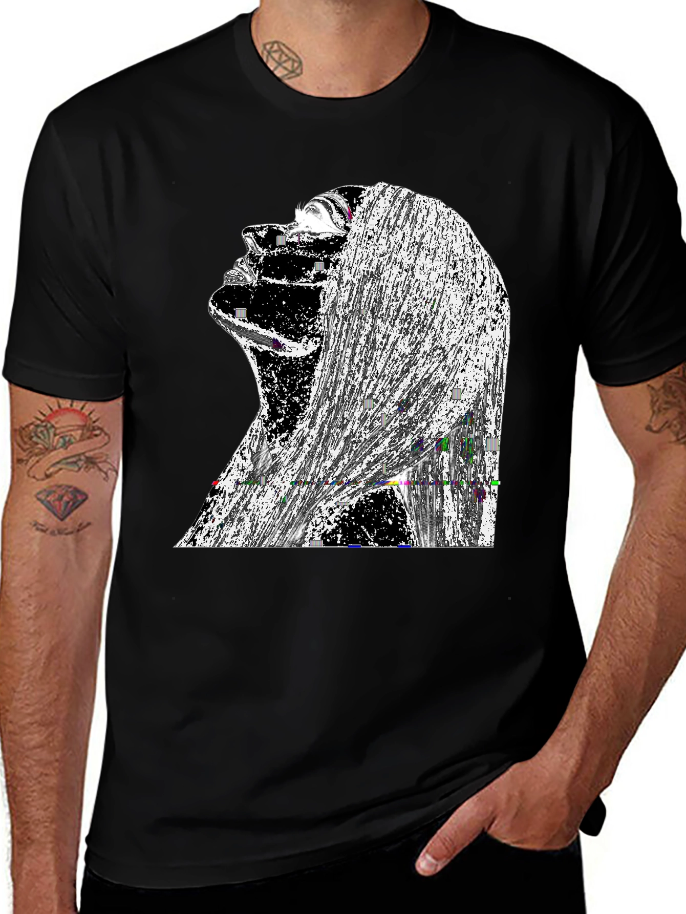 Abstract Woman Graphic Black T-Shirt