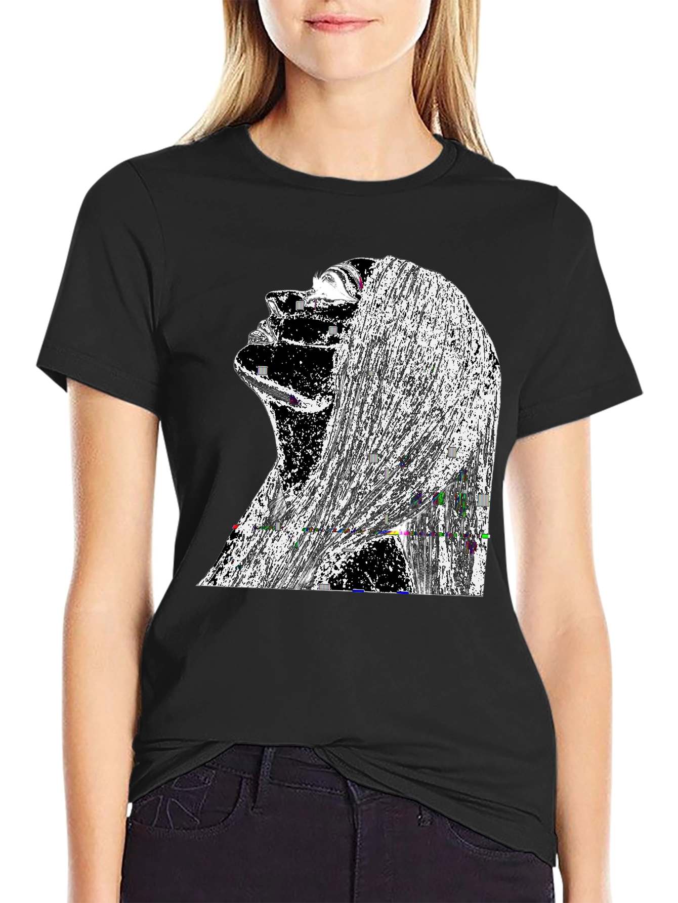 Abstract Woman Graphic Black T-Shirt