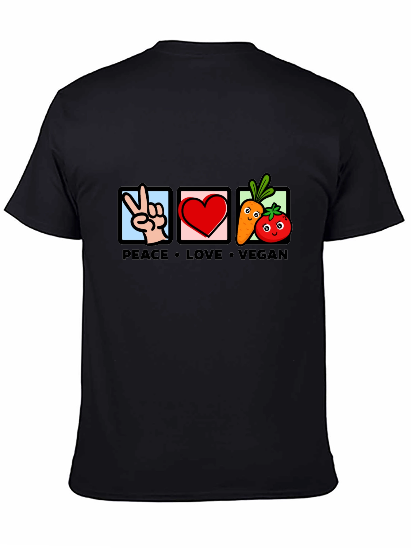Peace Love Vegan Graphic T-Shirt - Black