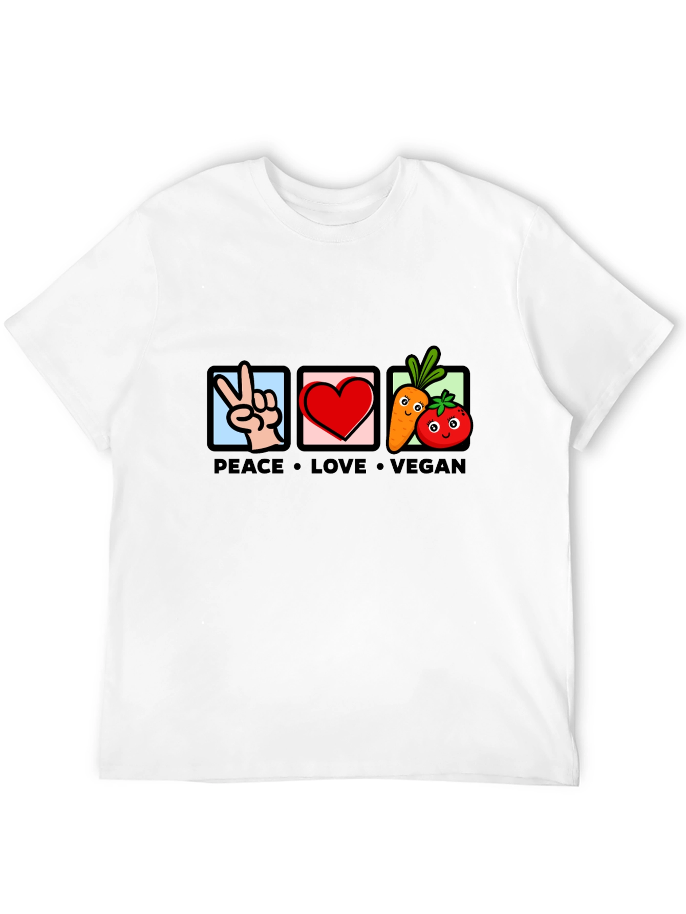 Peace Love Vegan Graphic T-Shirt - Black