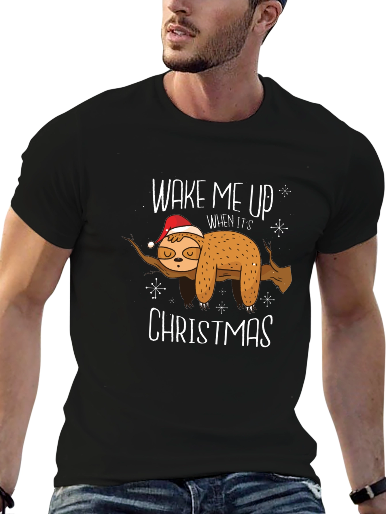 Wake Me Up Christmas Sloth Graphic Tee