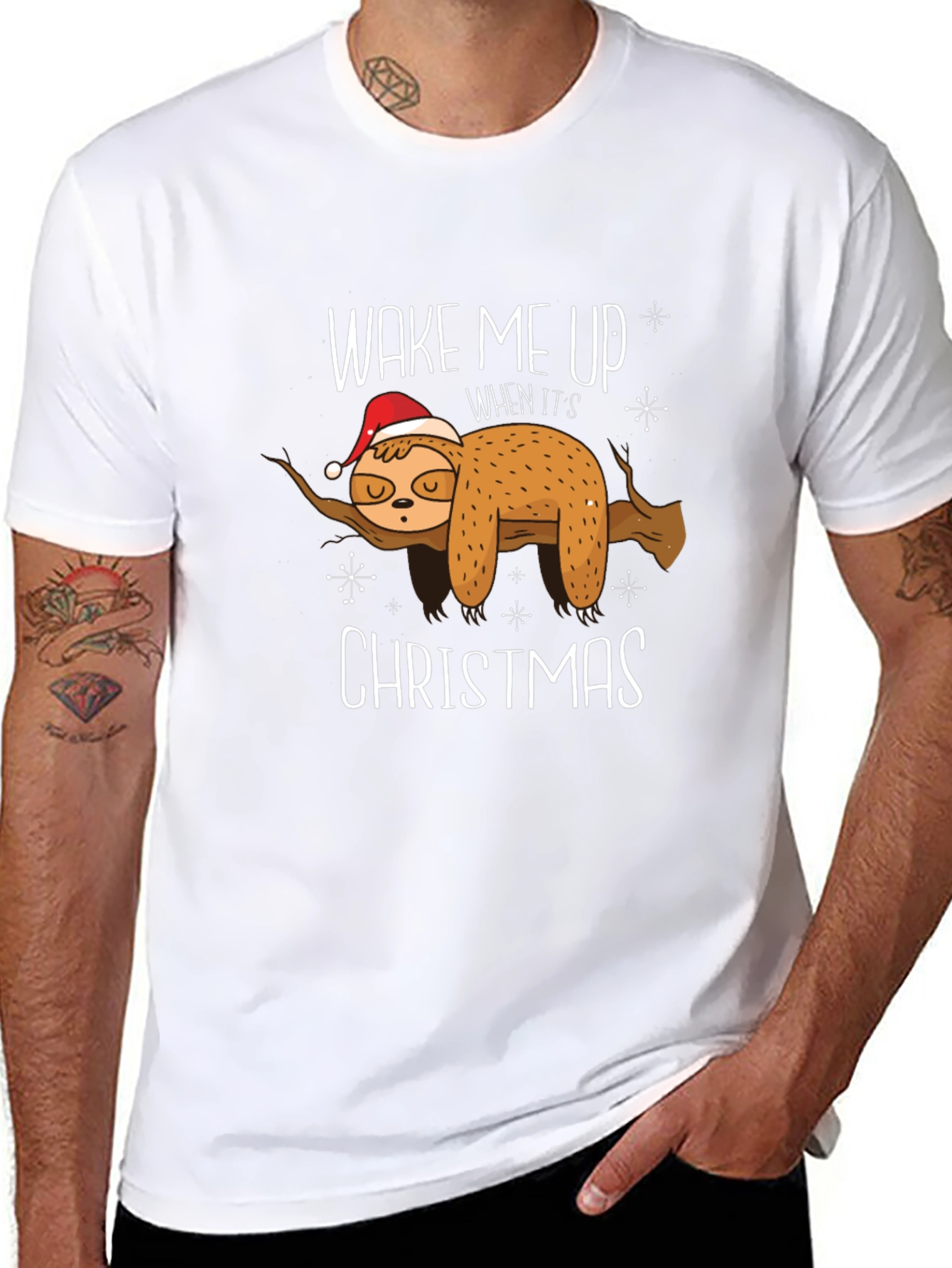 Wake Me Up Christmas Sloth Graphic Tee