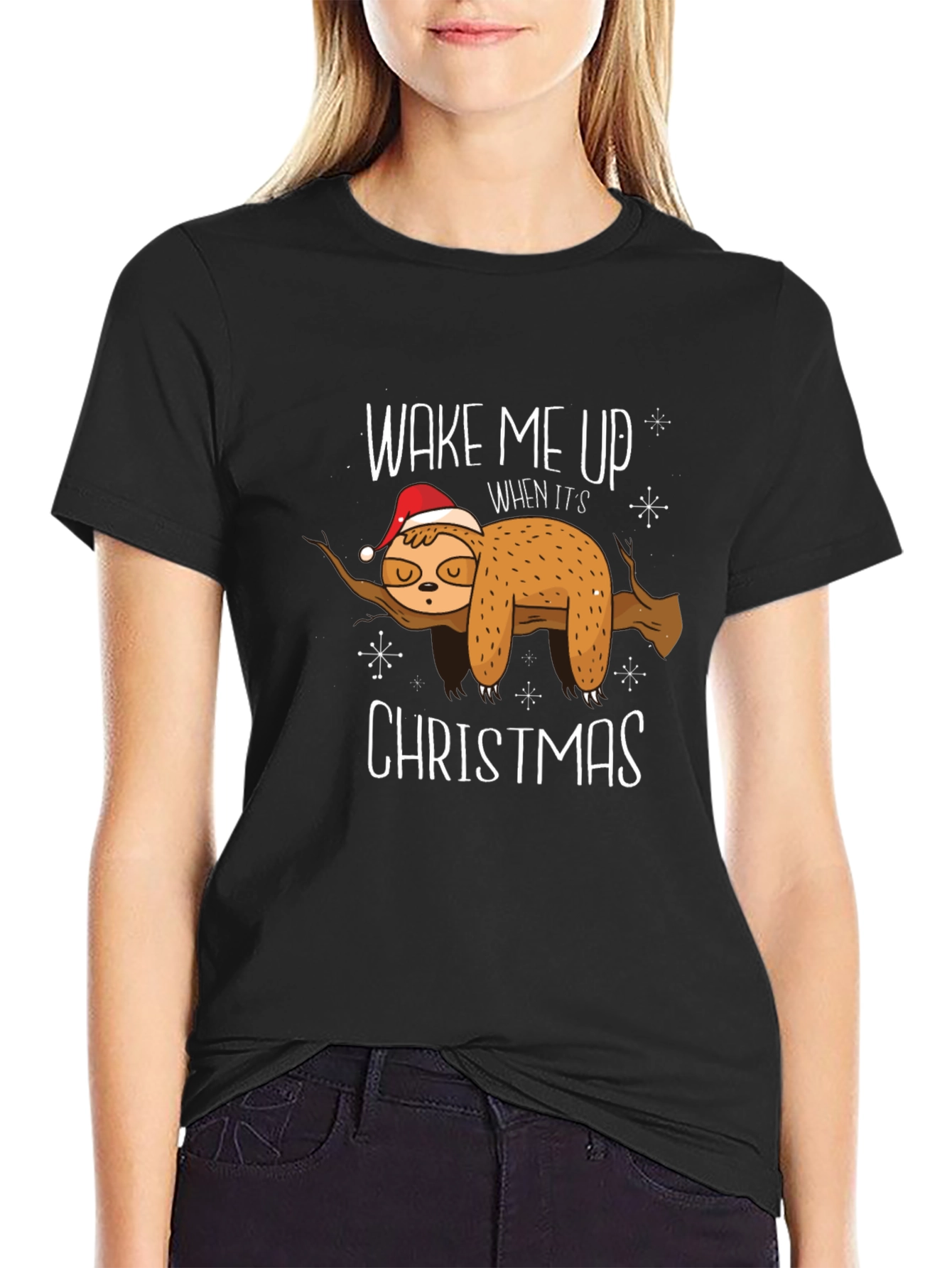 Wake Me Up Christmas Sloth Graphic Tee