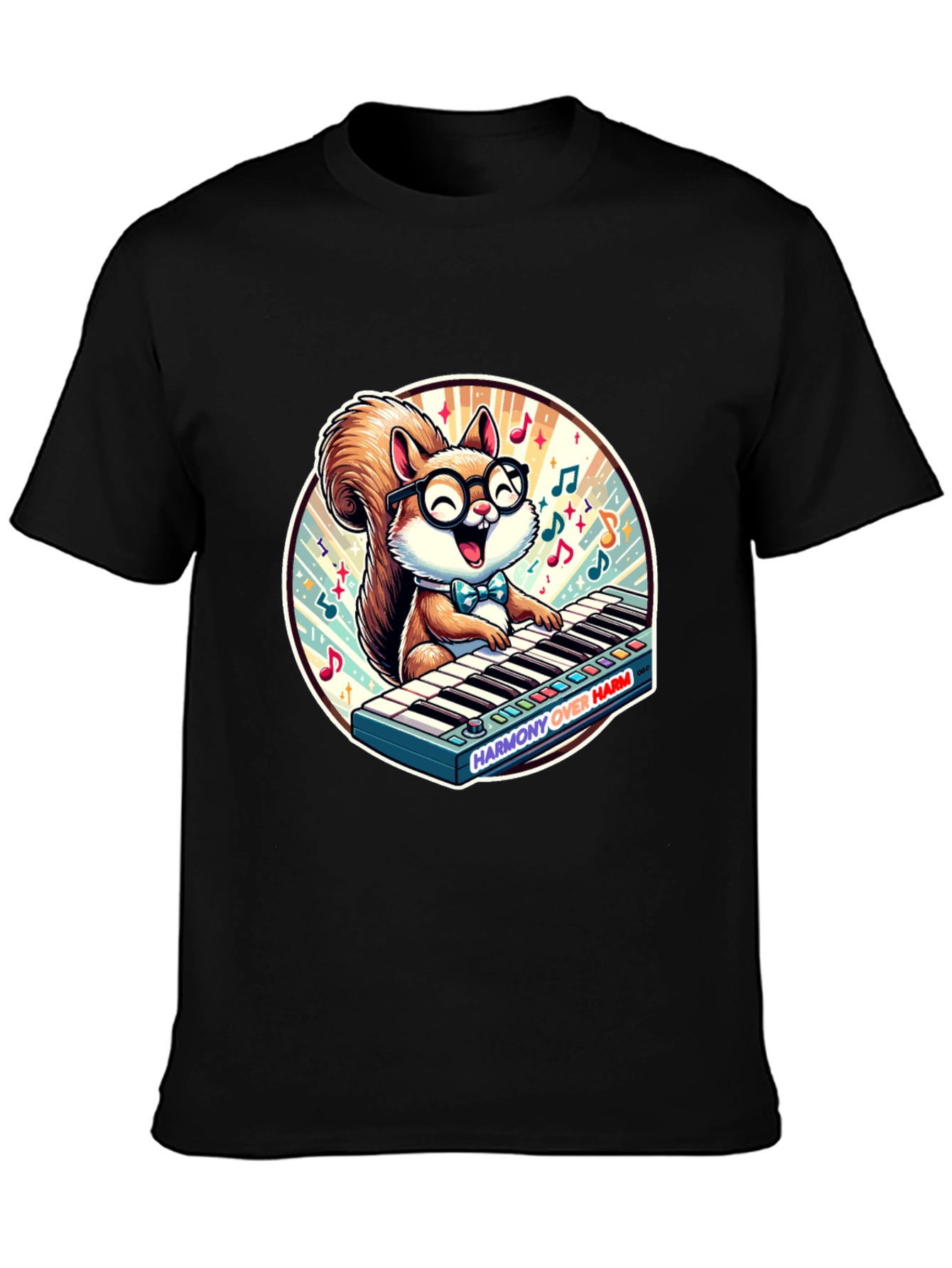 Squirrel Pianist Graphic Tee - Harmony Over Harm Shirt