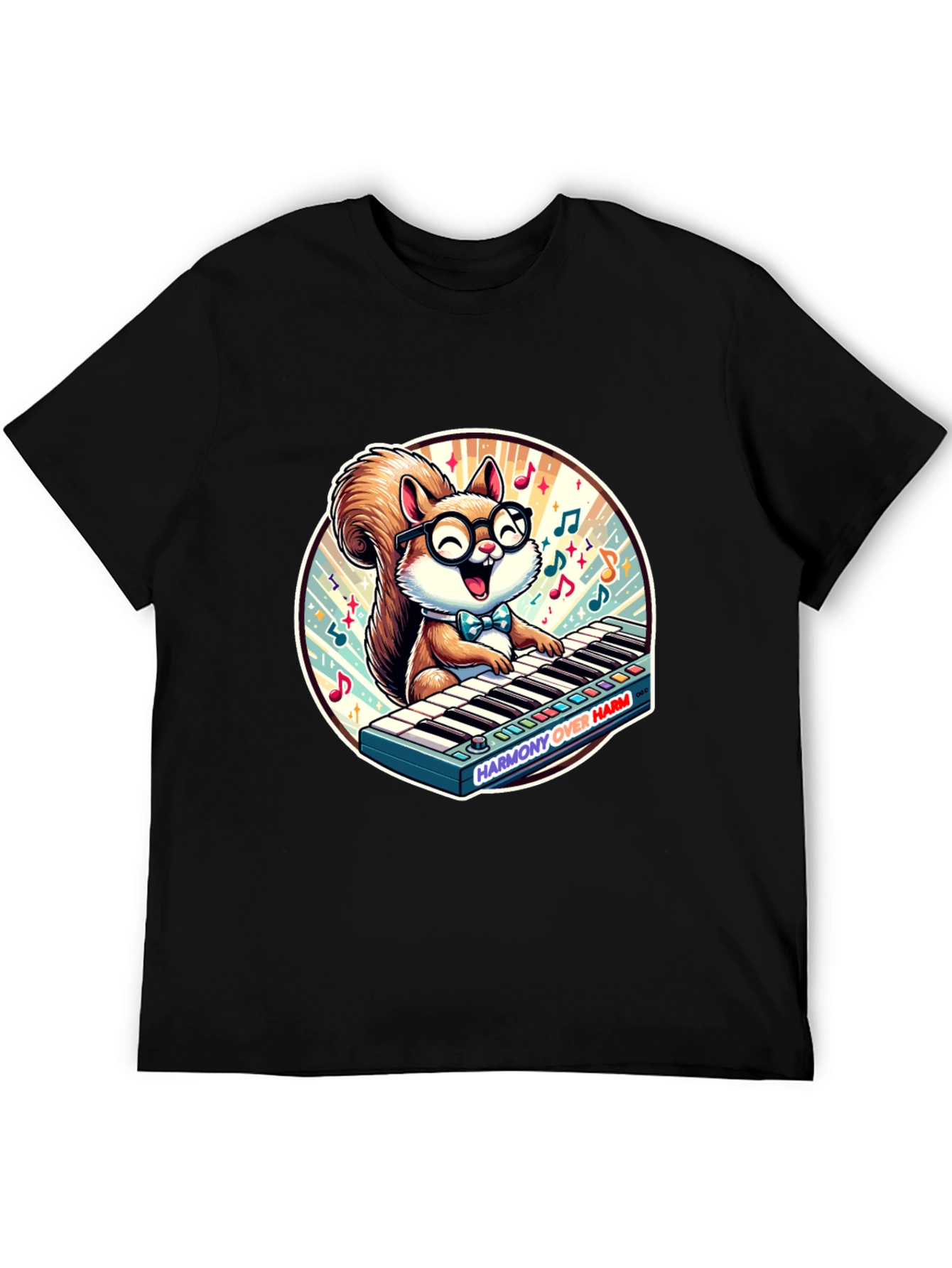 Squirrel Pianist Graphic Tee - Harmony Over Harm Shirt