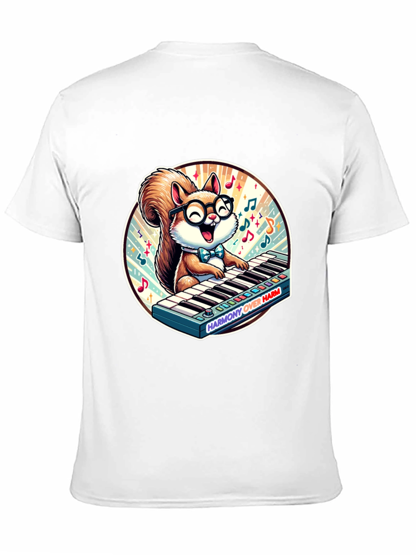 Squirrel Pianist Graphic Tee - Harmony Over Harm Shirt