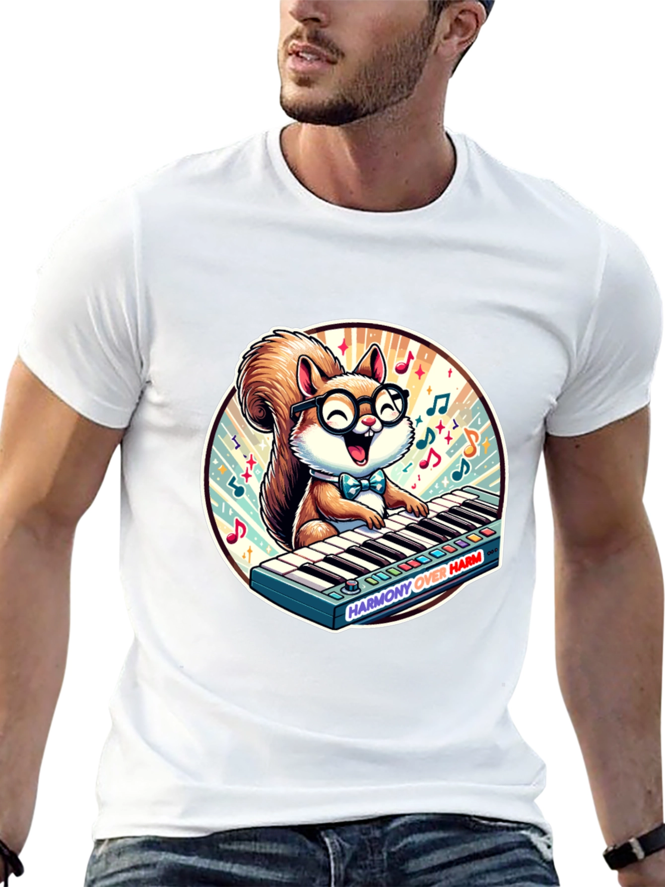 Squirrel Pianist Graphic Tee - Harmony Over Harm Shirt