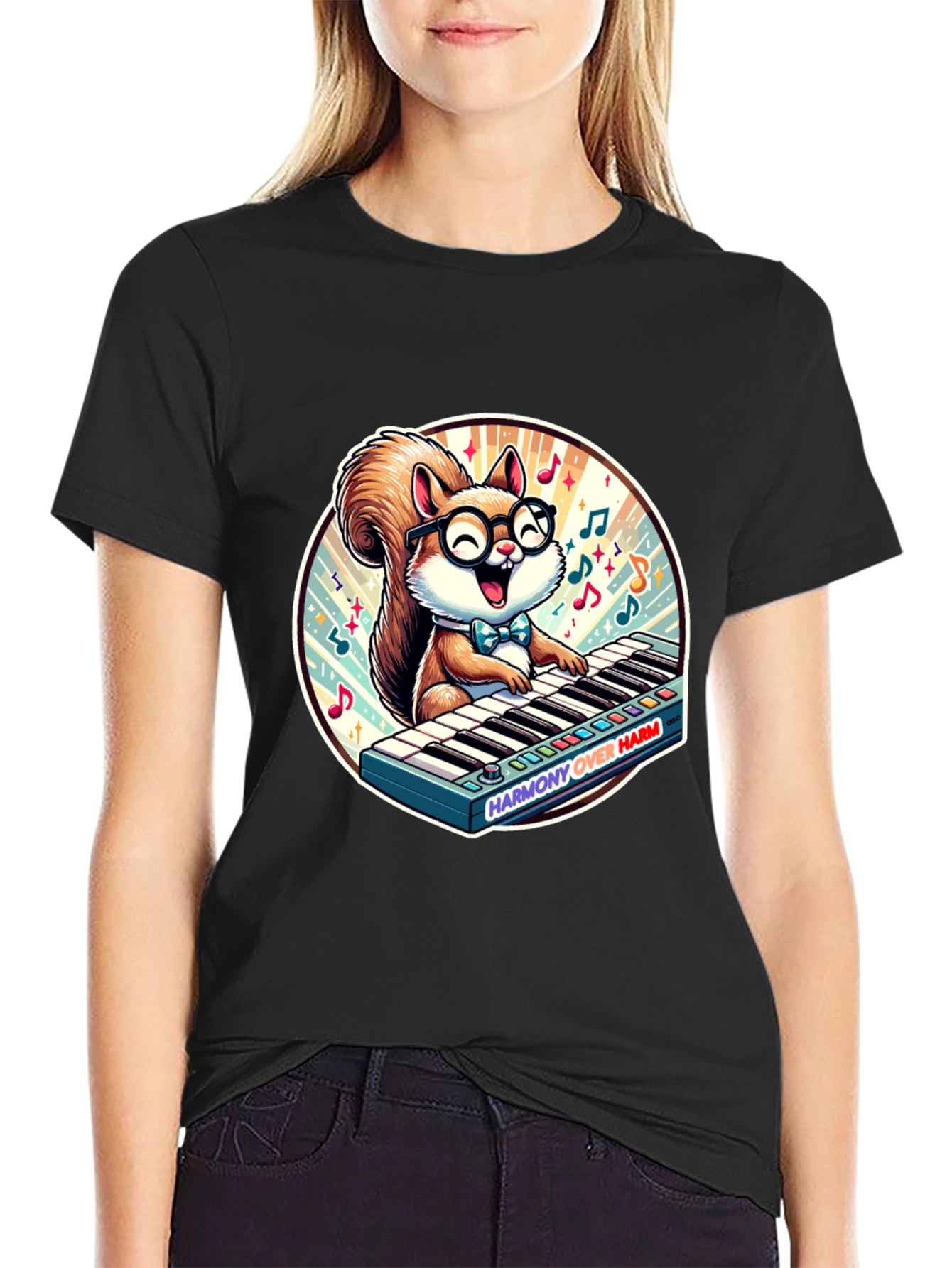 Squirrel Pianist Graphic Tee - Harmony Over Harm Shirt