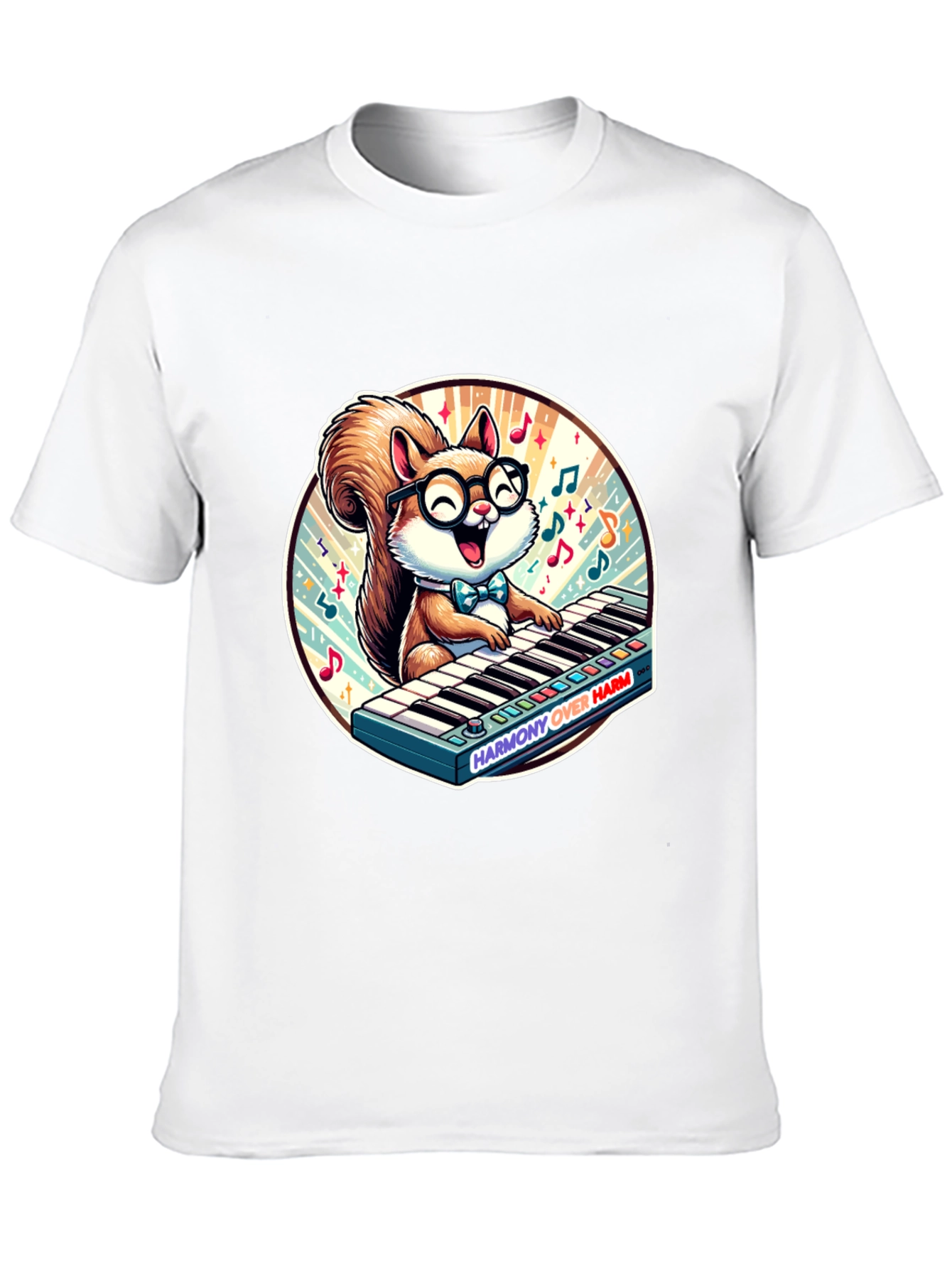Squirrel Pianist Graphic Tee - Harmony Over Harm Shirt