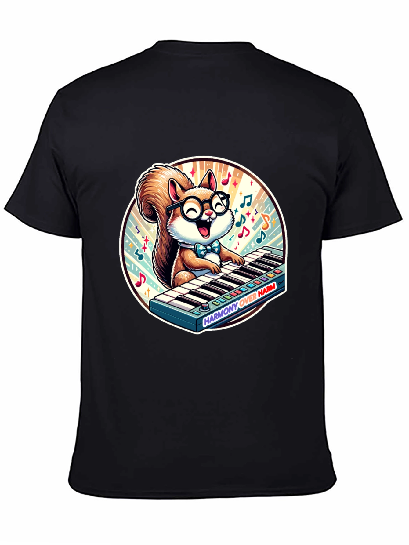 Squirrel Pianist Graphic Tee - Harmony Over Harm Shirt