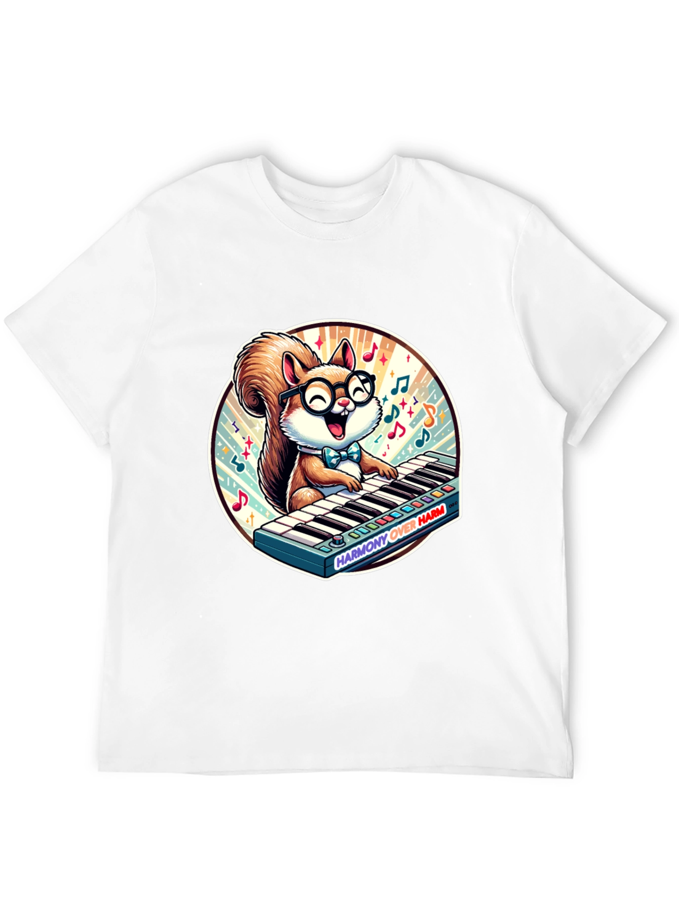 Squirrel Pianist Graphic Tee - Harmony Over Harm Shirt