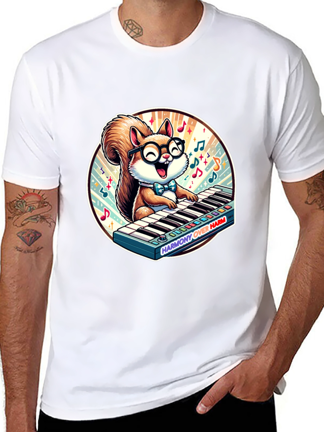 Squirrel Pianist Graphic Tee - Harmony Over Harm Shirt
