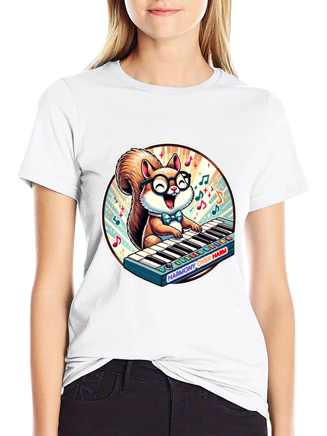 Squirrel Pianist Graphic Tee - Harmony Over Harm Shirt