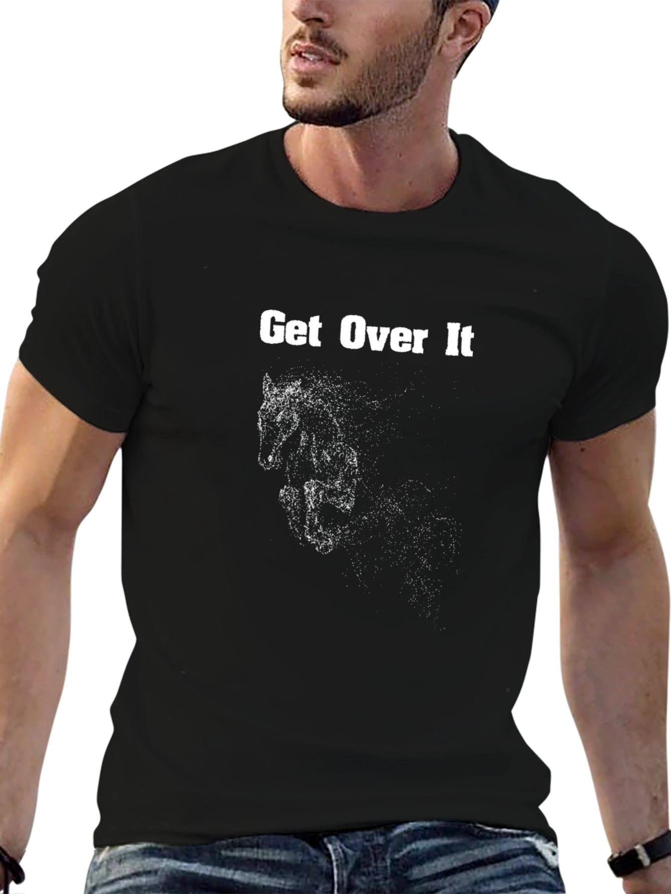 Get Over It Horse Graphic Black T-Shirt
