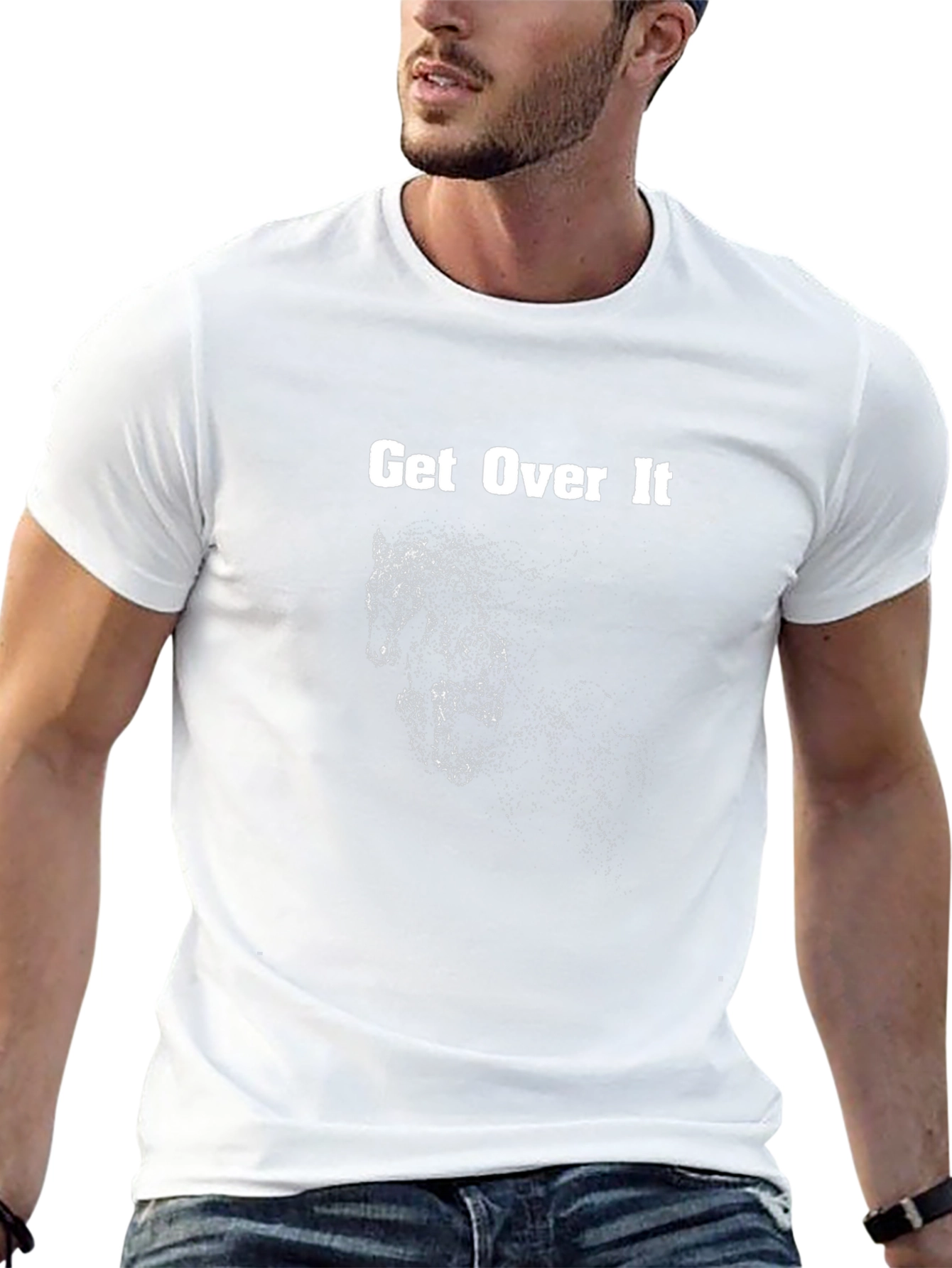 Get Over It Horse Graphic Black T-Shirt