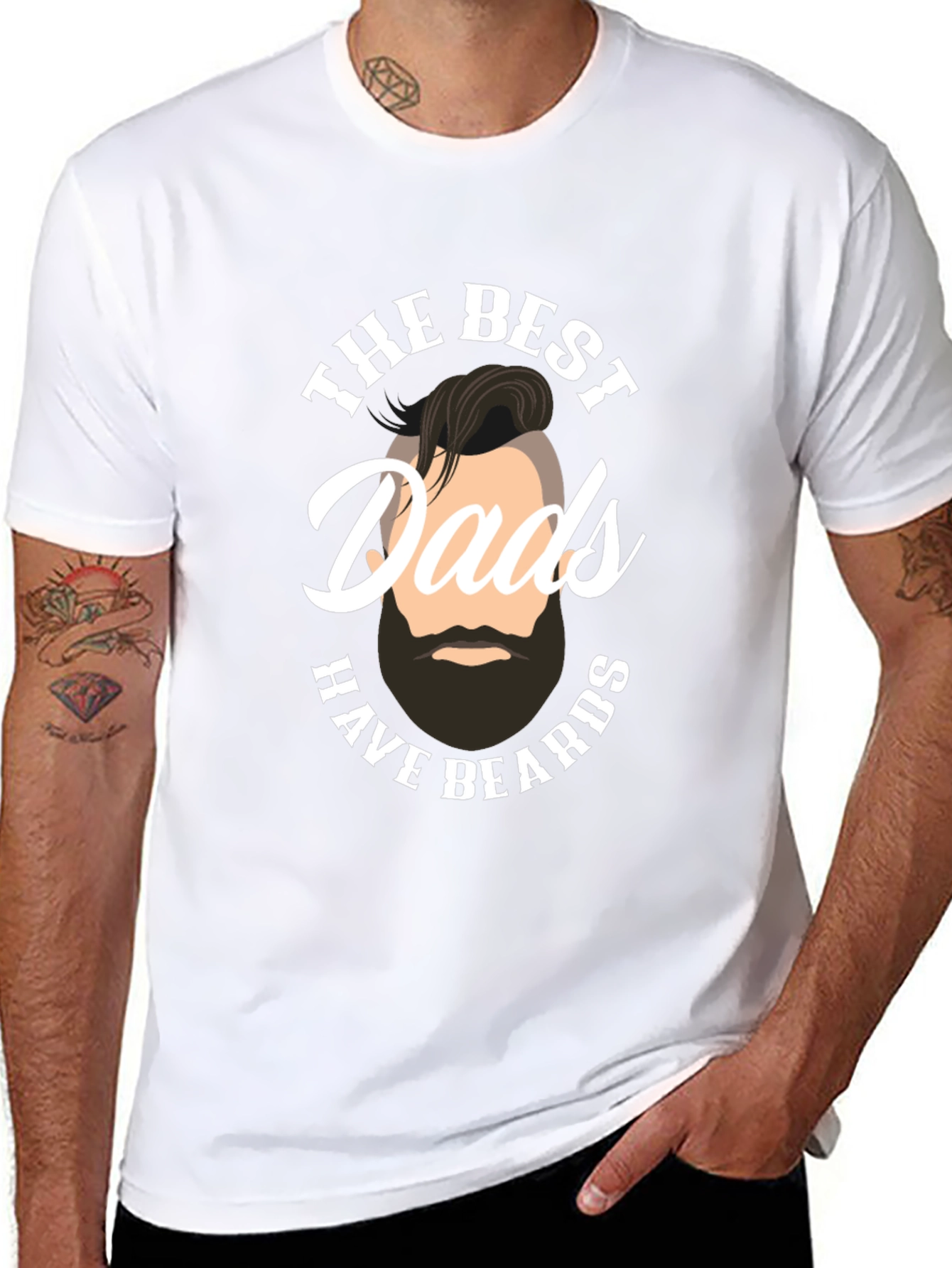 Best Dads Have Beards Graphic Tee - Black