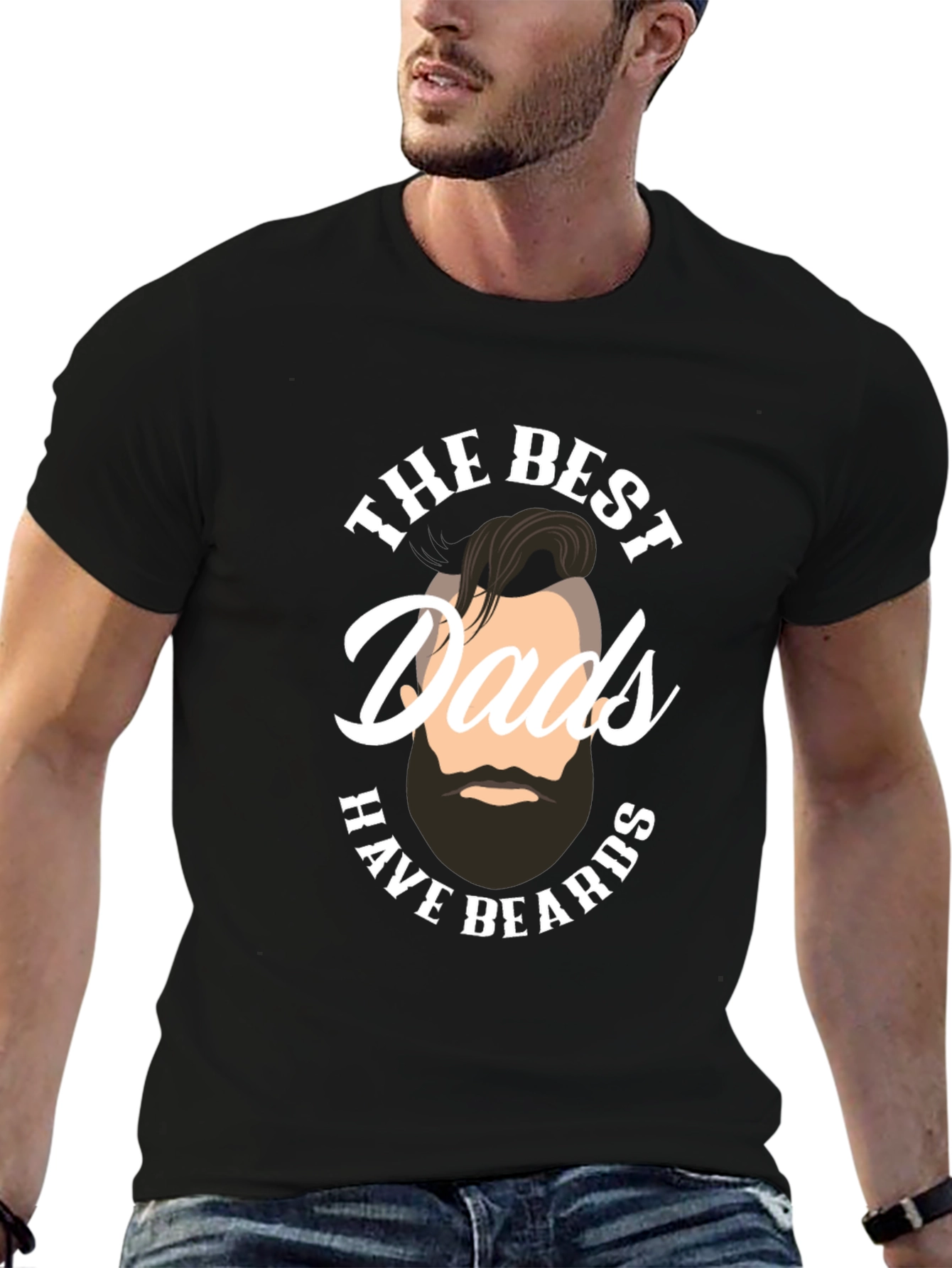 Best Dads Have Beards Graphic Tee - Black
