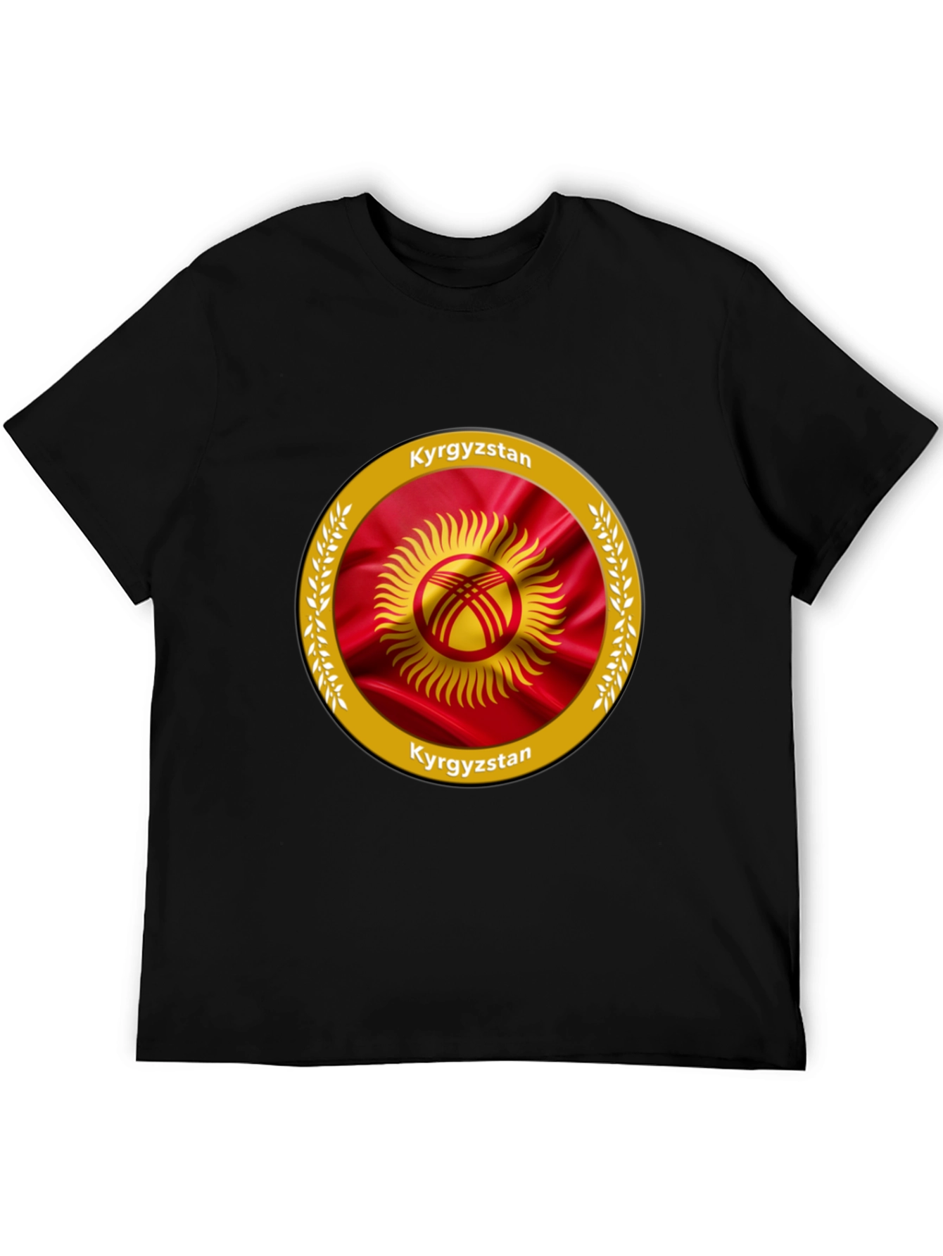 Kyrgyzstan Flag Graphic Black T-Shirt