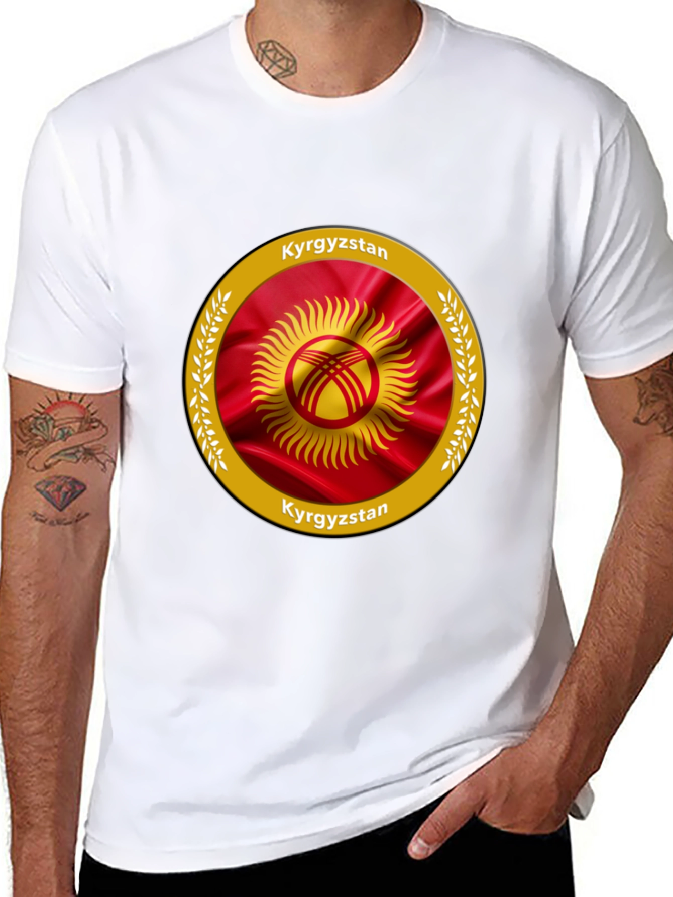 Kyrgyzstan Flag Graphic Black T-Shirt