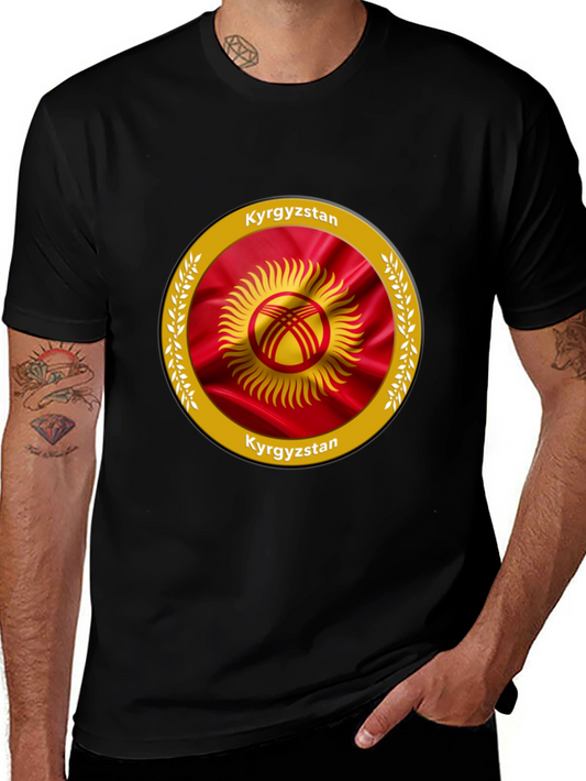 Kyrgyzstan Flag Graphic Black T-Shirt