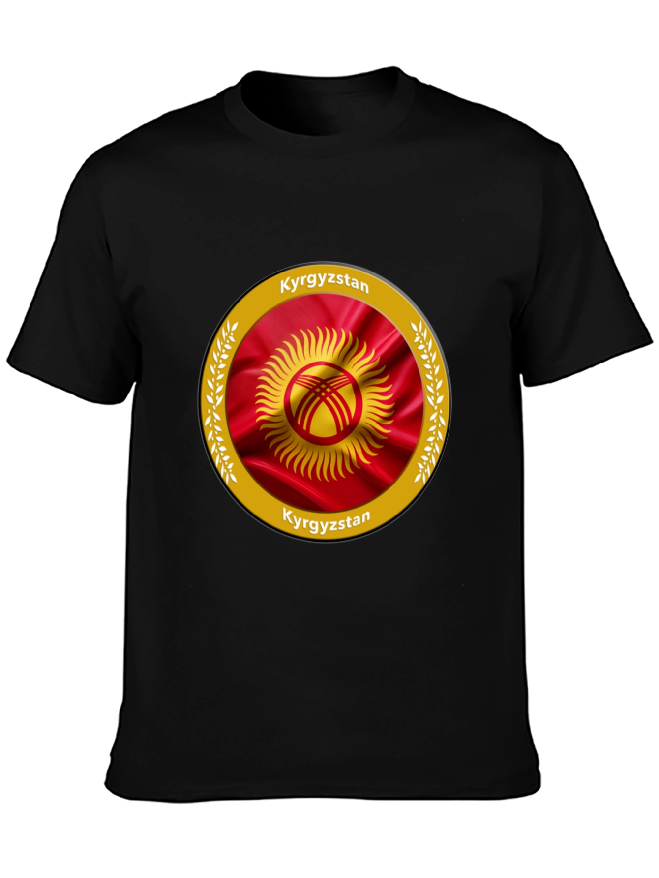 Kyrgyzstan Flag Graphic Black T-Shirt