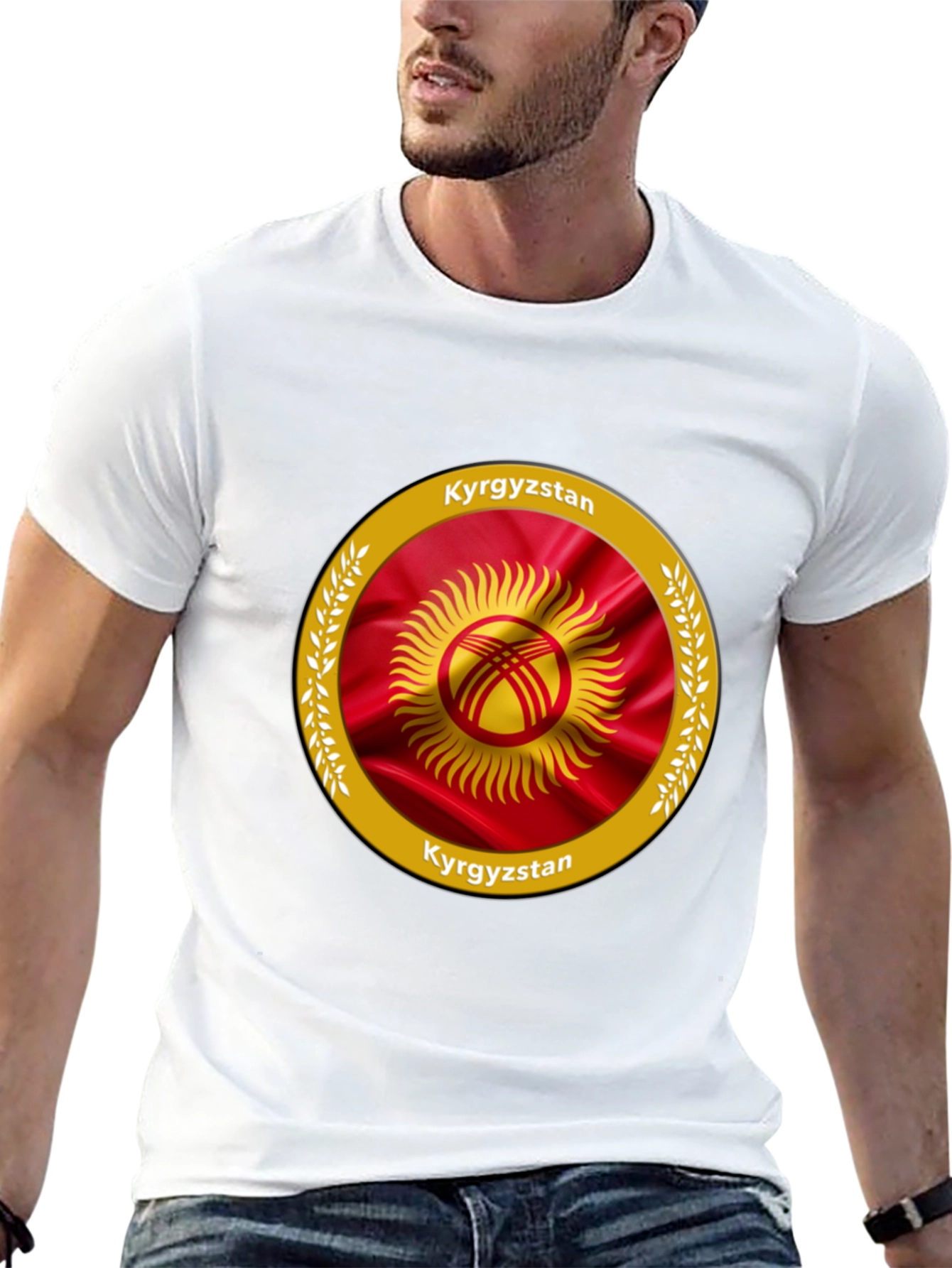 Kyrgyzstan Flag Graphic Black T-Shirt