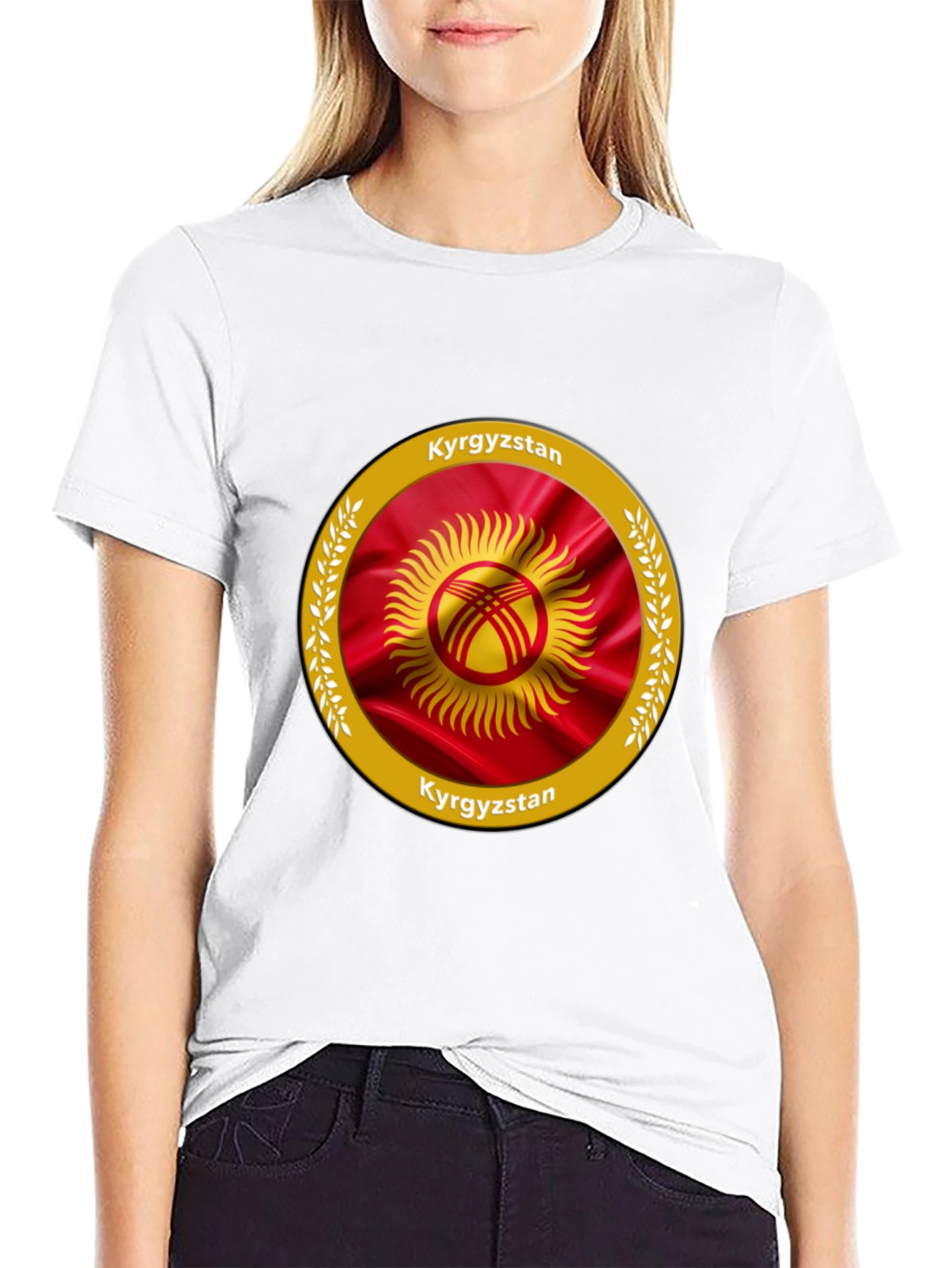 Kyrgyzstan Flag Graphic Black T-Shirt
