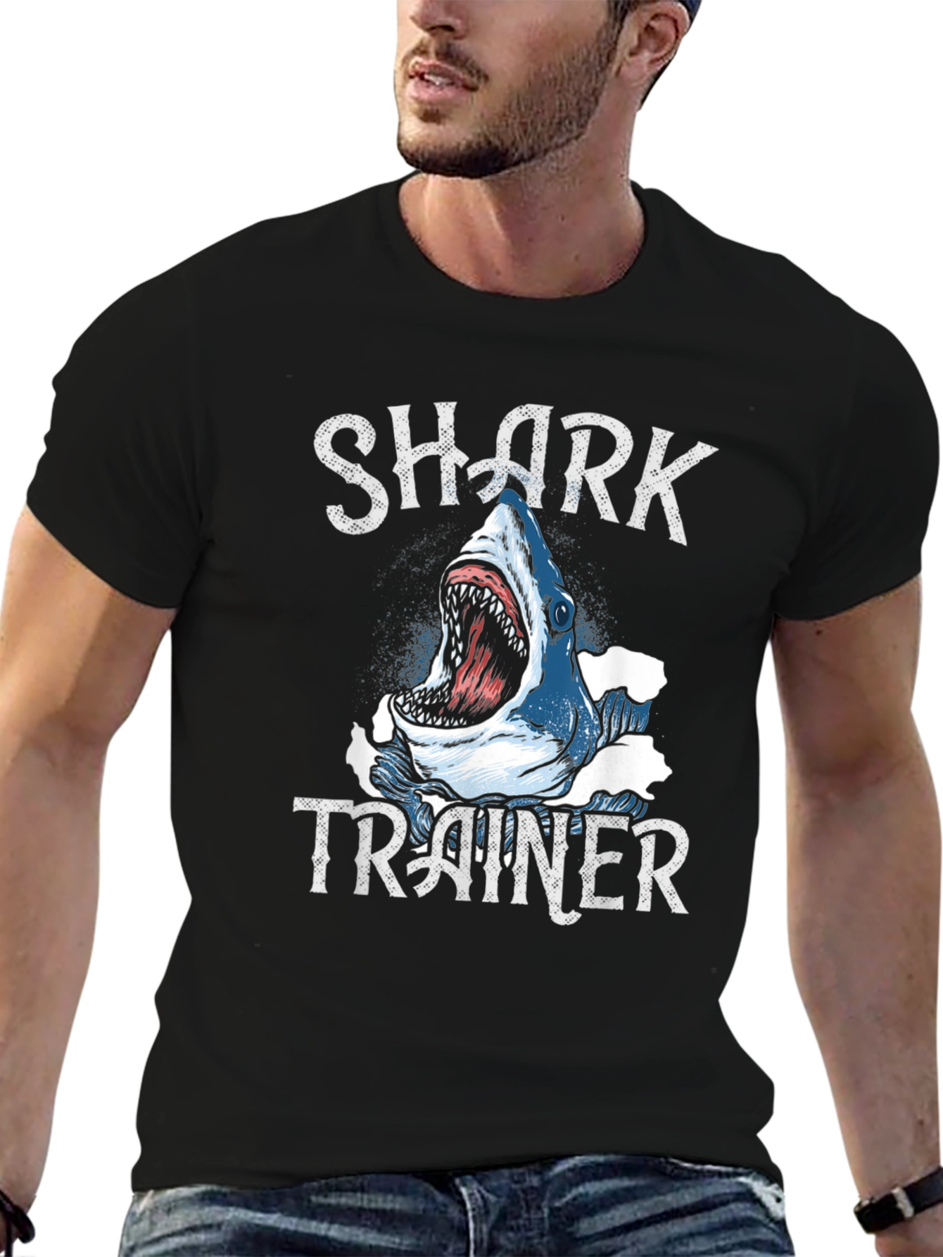 Shark Trainer Graphic T-Shirt - Black Cotton Tee