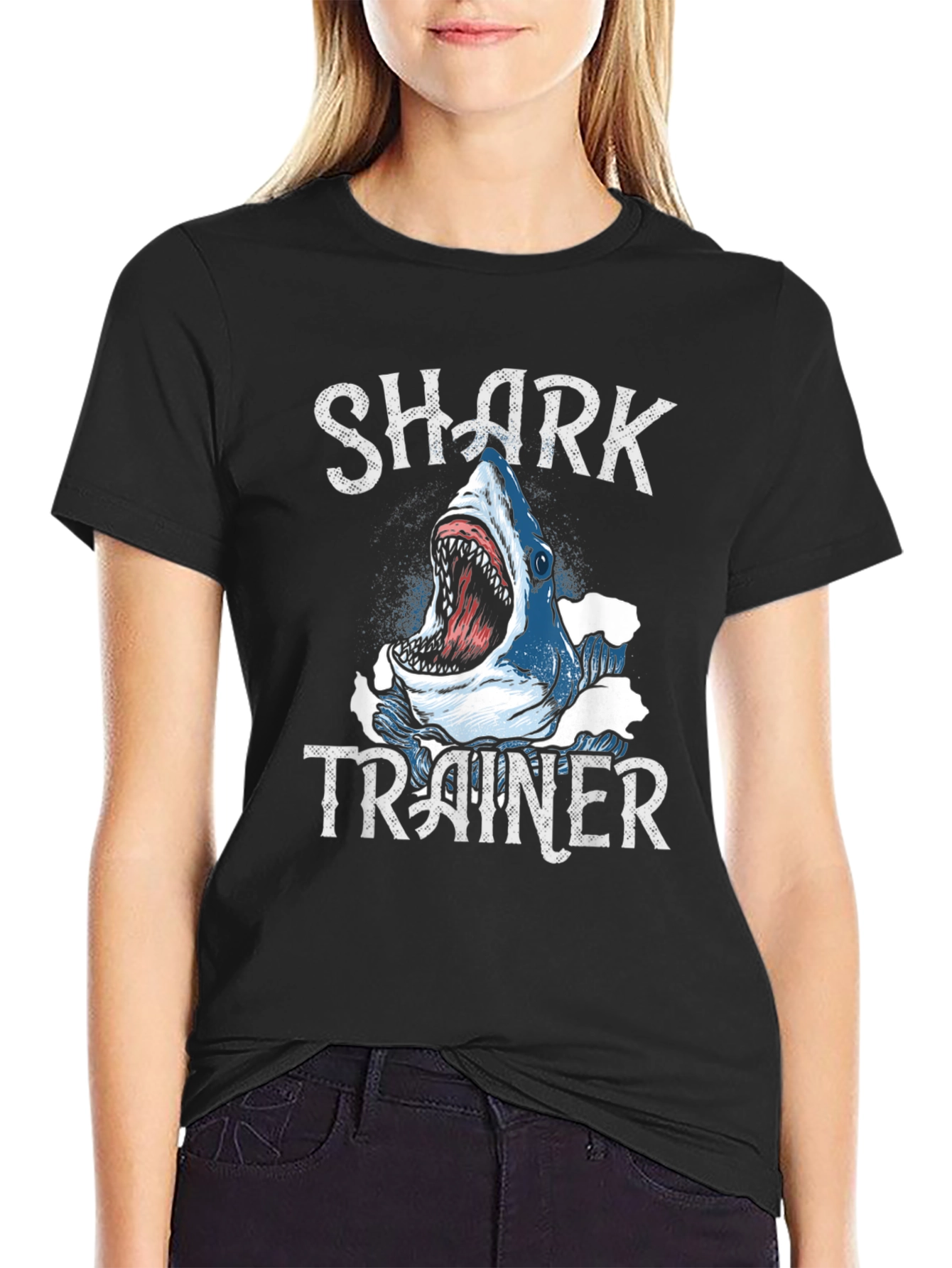 Shark Trainer Graphic T-Shirt - Black Cotton Tee