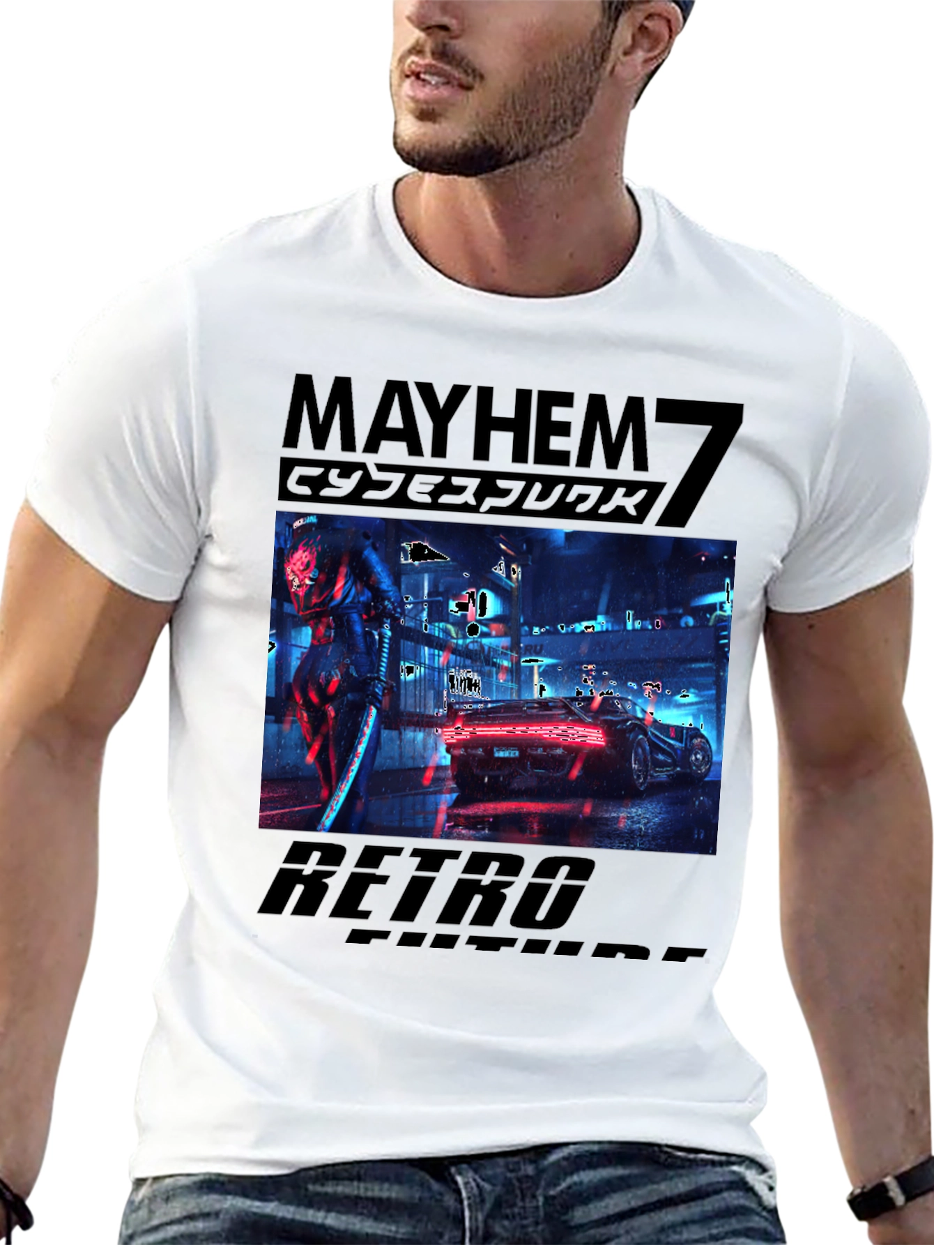 Cyberpunk Retro Future Black T-Shirt