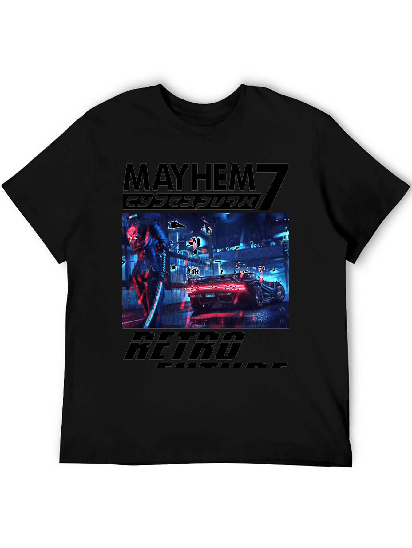 Cyberpunk Retro Future Black T-Shirt