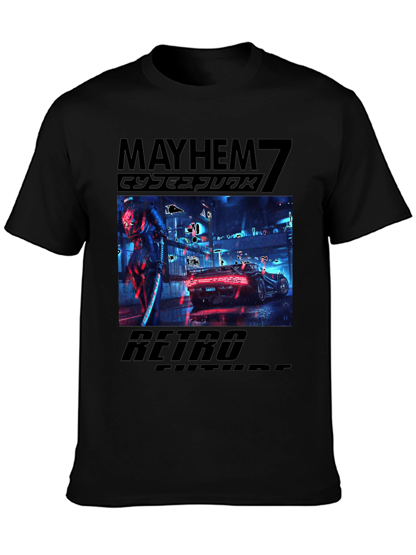 Cyberpunk Retro Future Black T-Shirt