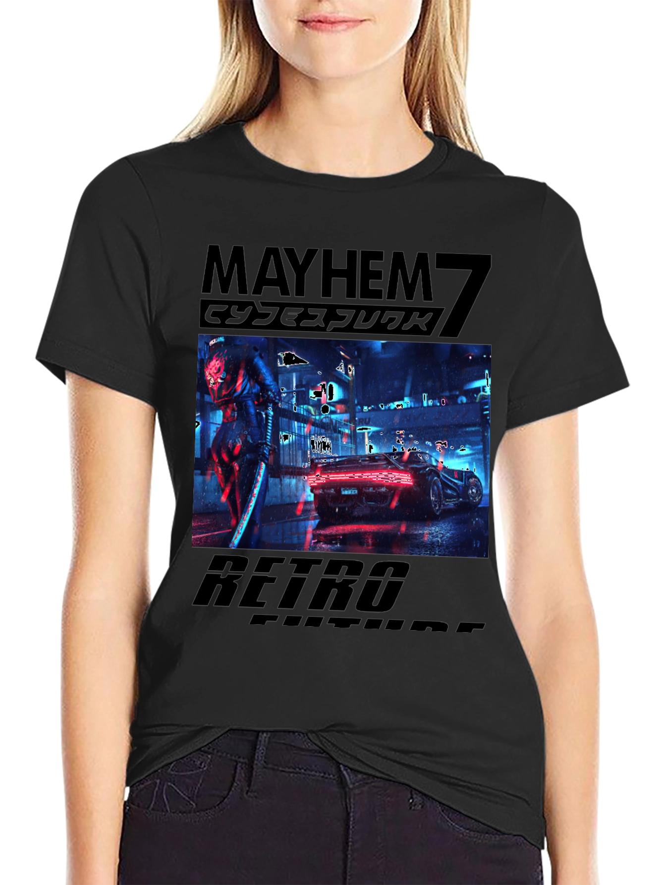 Cyberpunk Retro Future Black T-Shirt