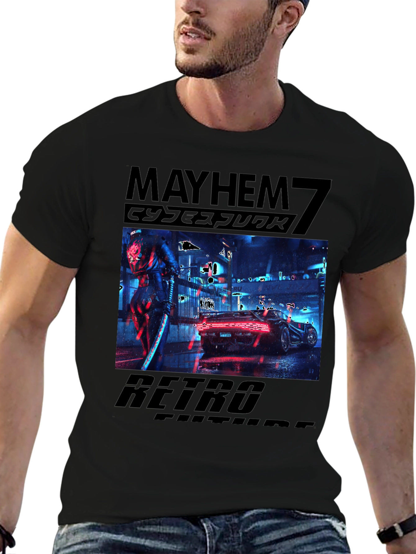 Cyberpunk Retro Future Black T-Shirt