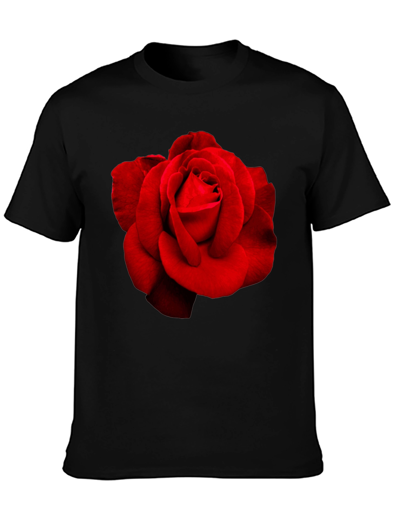 Red Rose Graphic Black T-Shirt