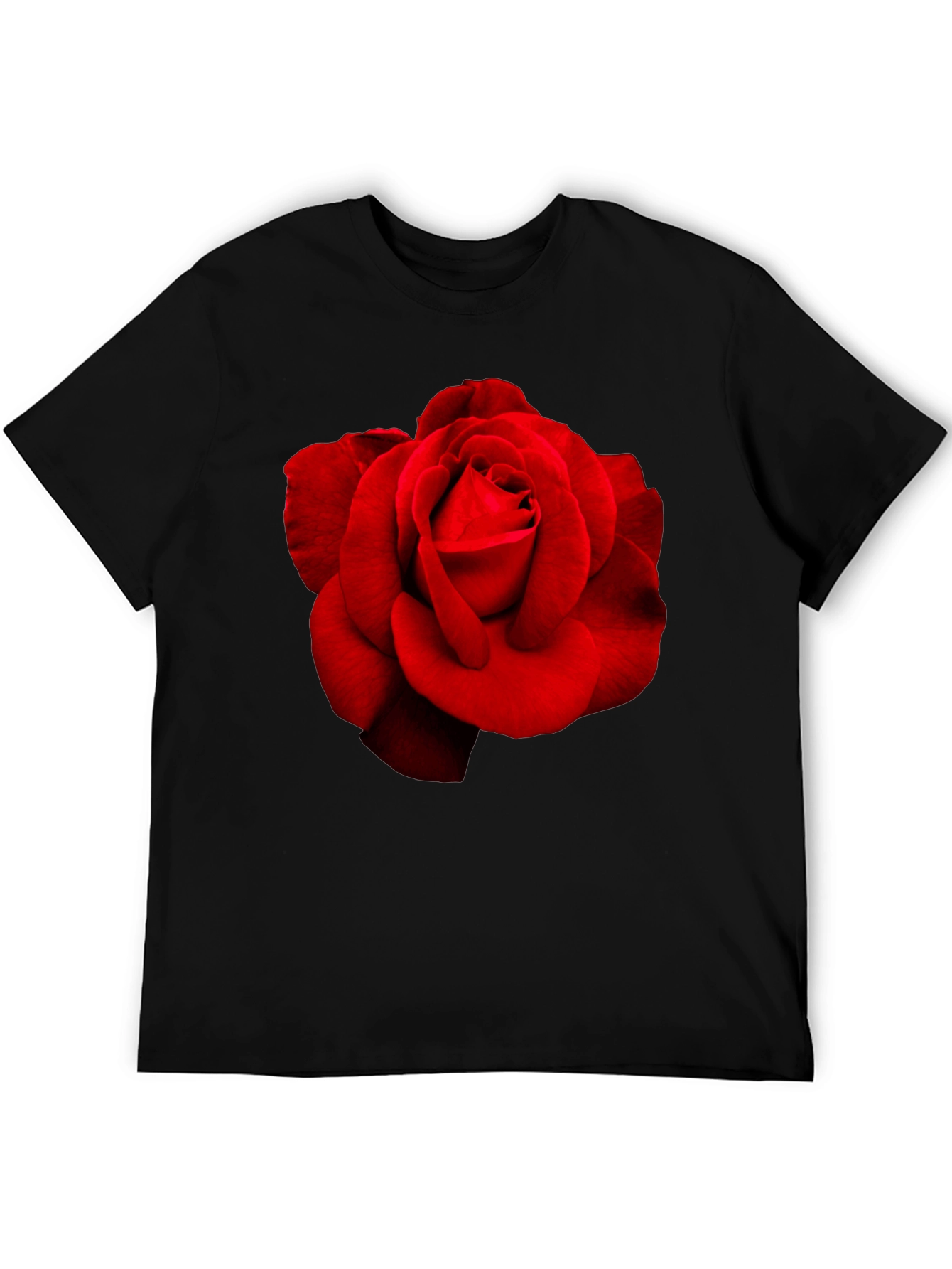 Red Rose Graphic Black T-Shirt