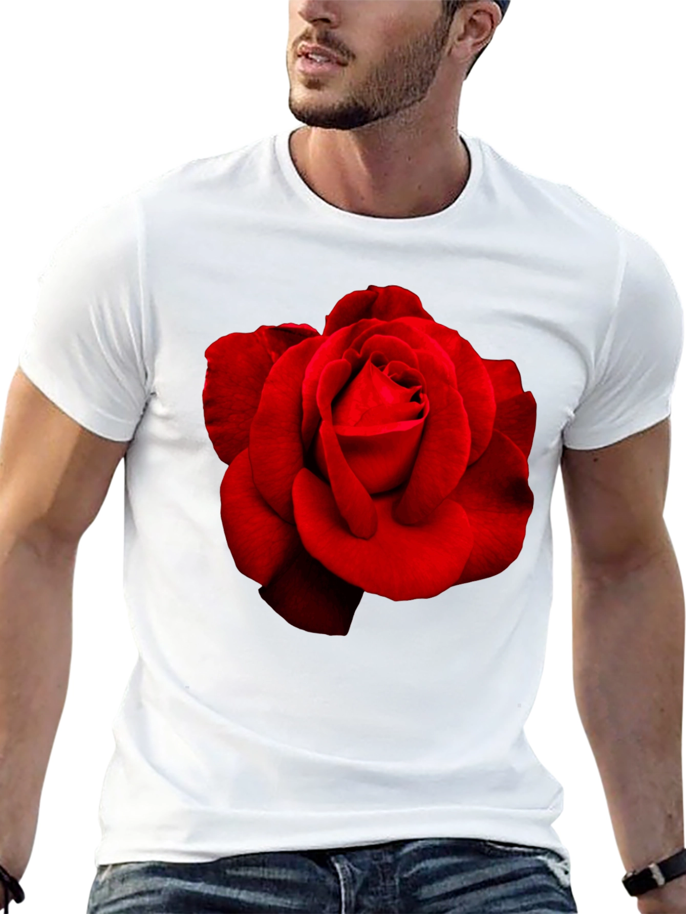 Red Rose Graphic Black T-Shirt