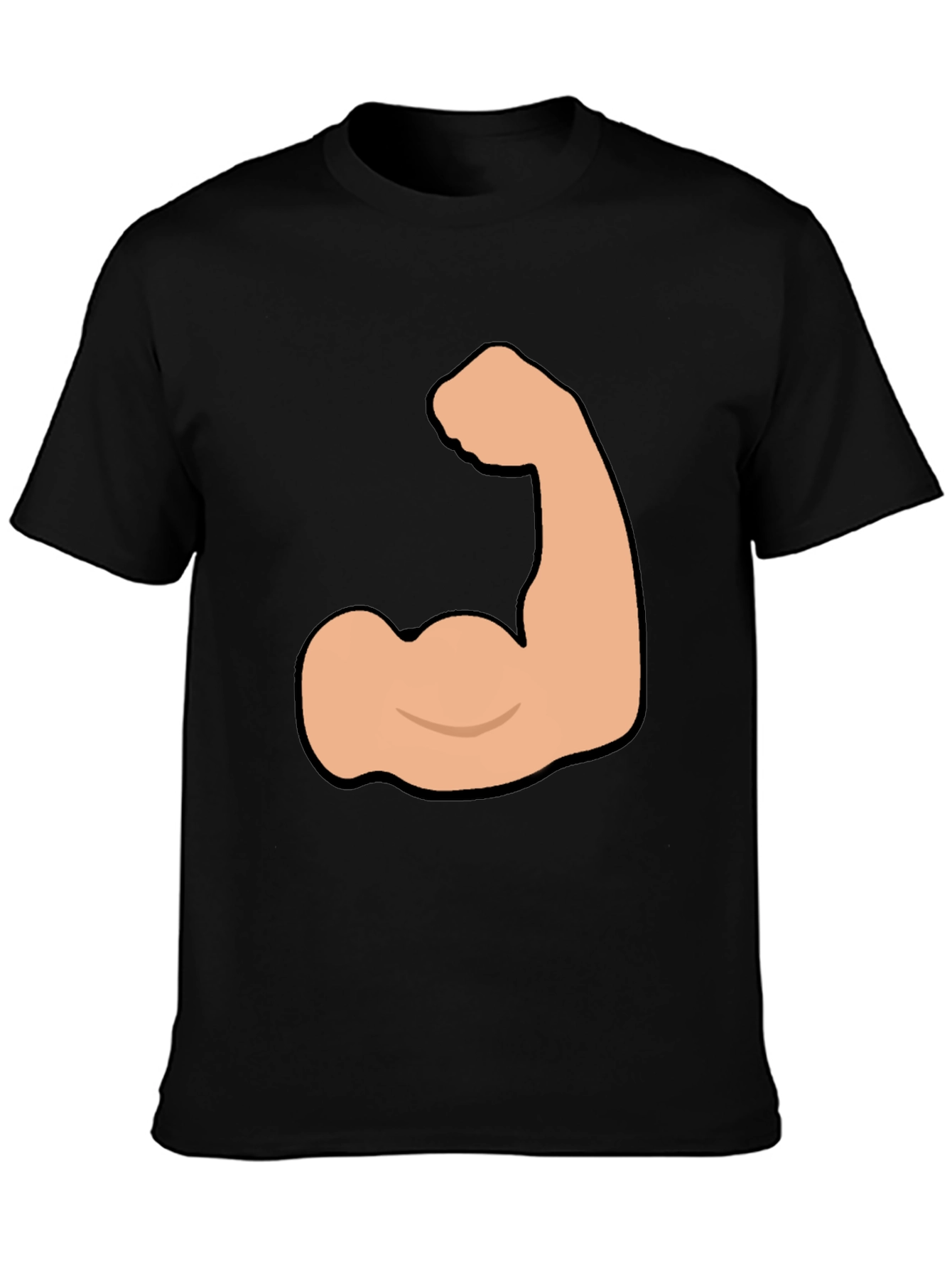 Funny Flexing Muscle Graphic Tee - Black Cotton T-Shirt