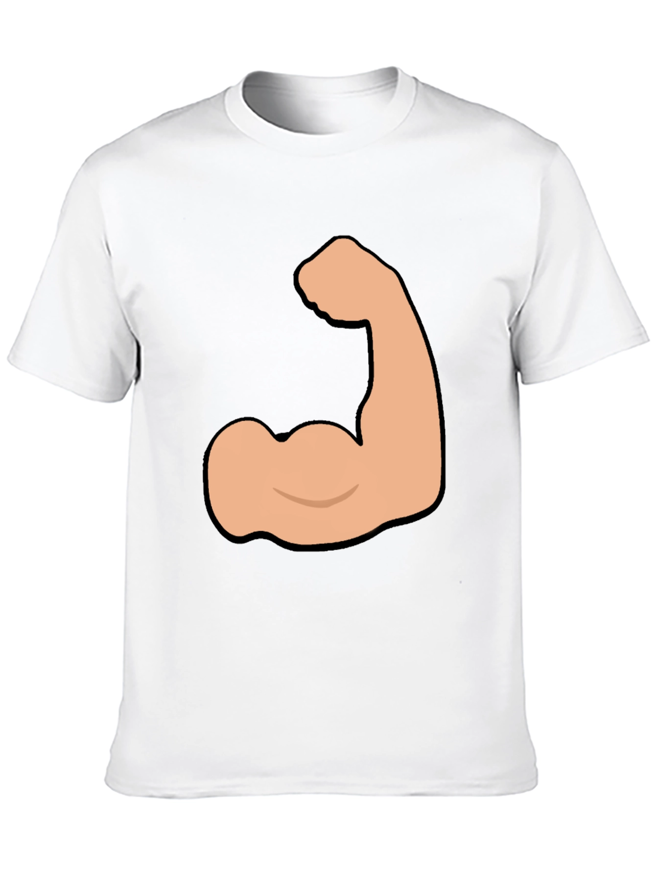 Funny Flexing Muscle Graphic Tee - Black Cotton T-Shirt