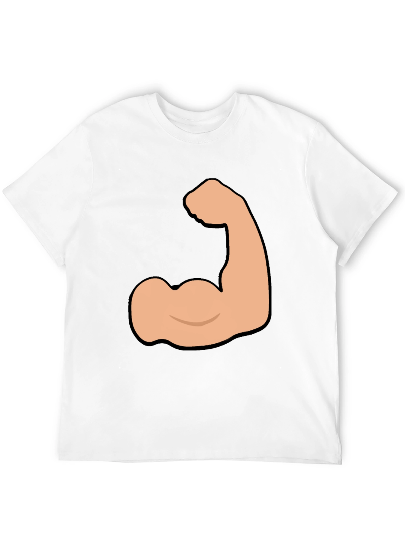 Funny Flexing Muscle Graphic Tee - Black Cotton T-Shirt