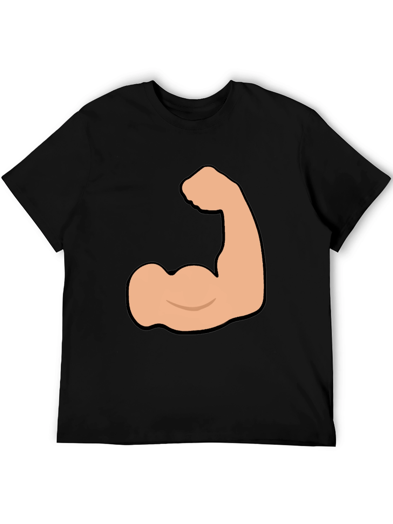Funny Flexing Muscle Graphic Tee - Black Cotton T-Shirt