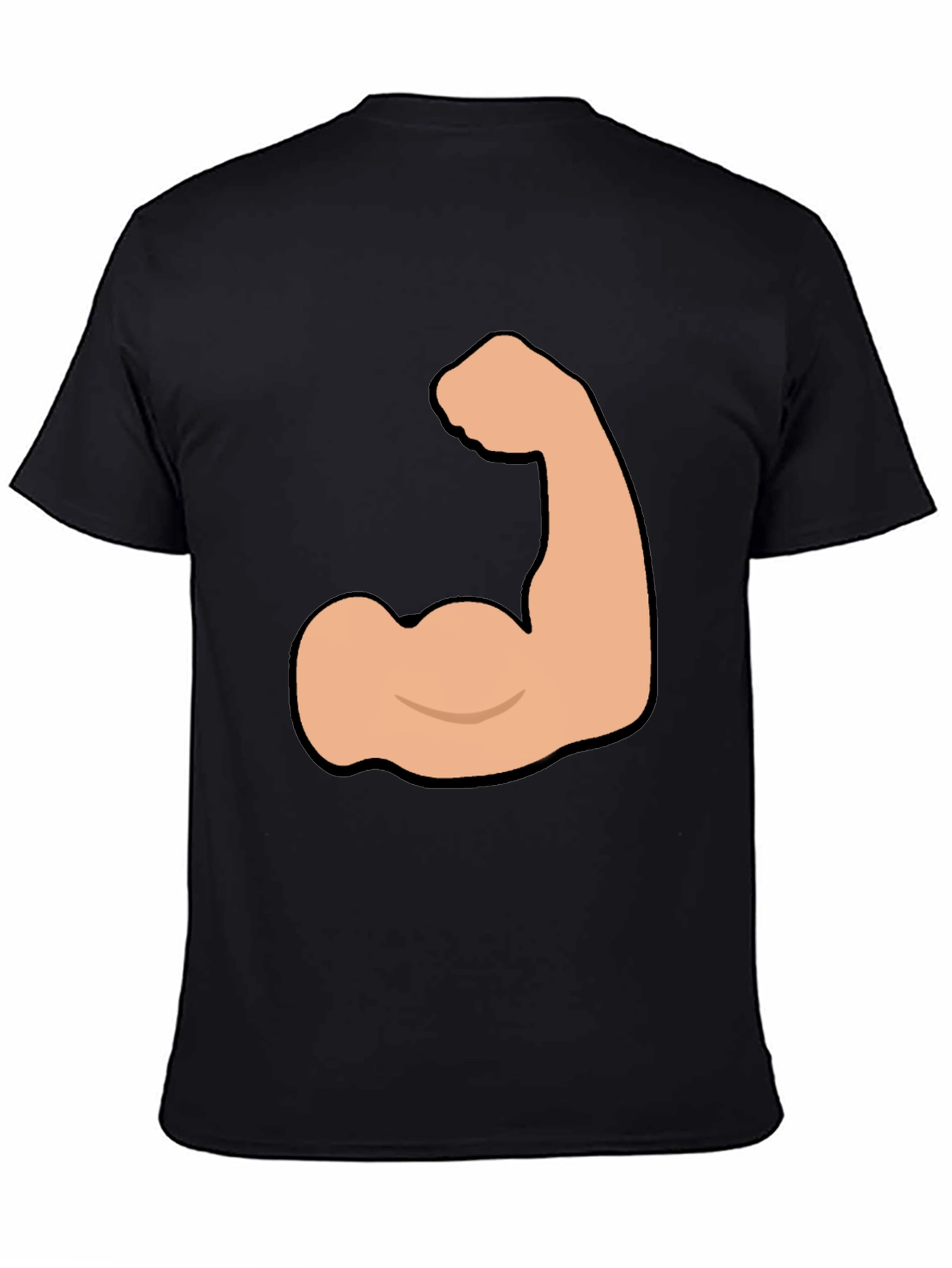 Funny Flexing Muscle Graphic Tee - Black Cotton T-Shirt