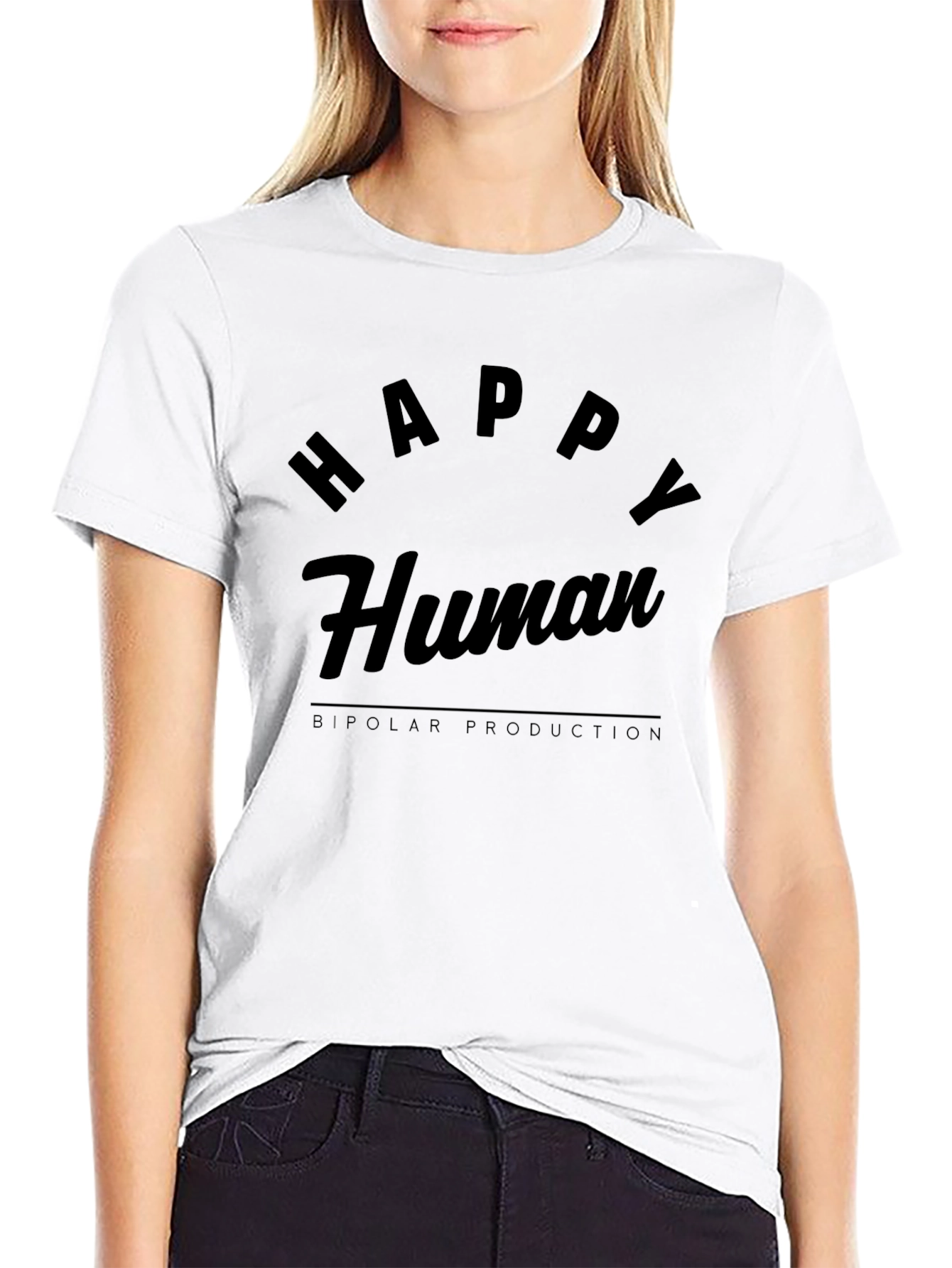 Happy Human Black Graphic Tee