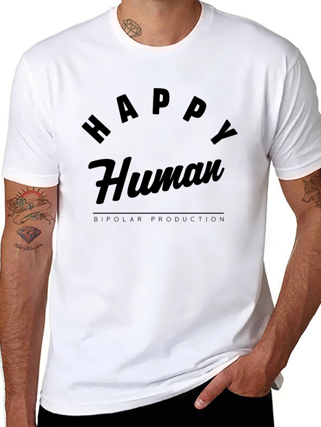 Happy Human Black Graphic Tee