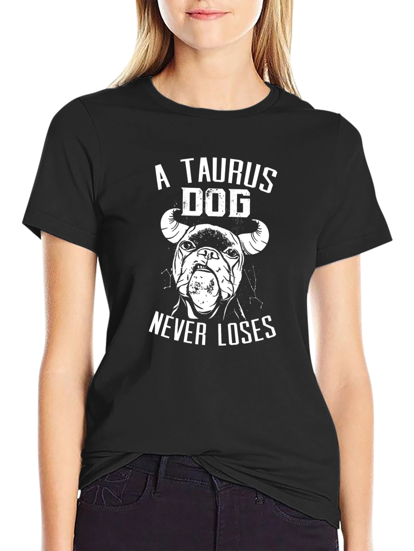 Taurus Dog Never Loses Black Graphic Tee