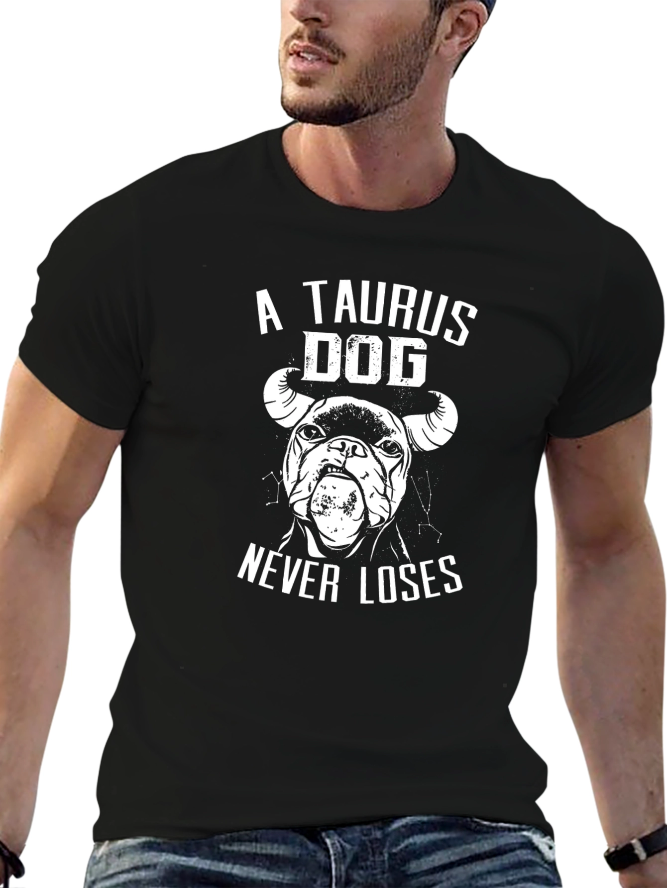 Taurus Dog Never Loses Black Graphic Tee
