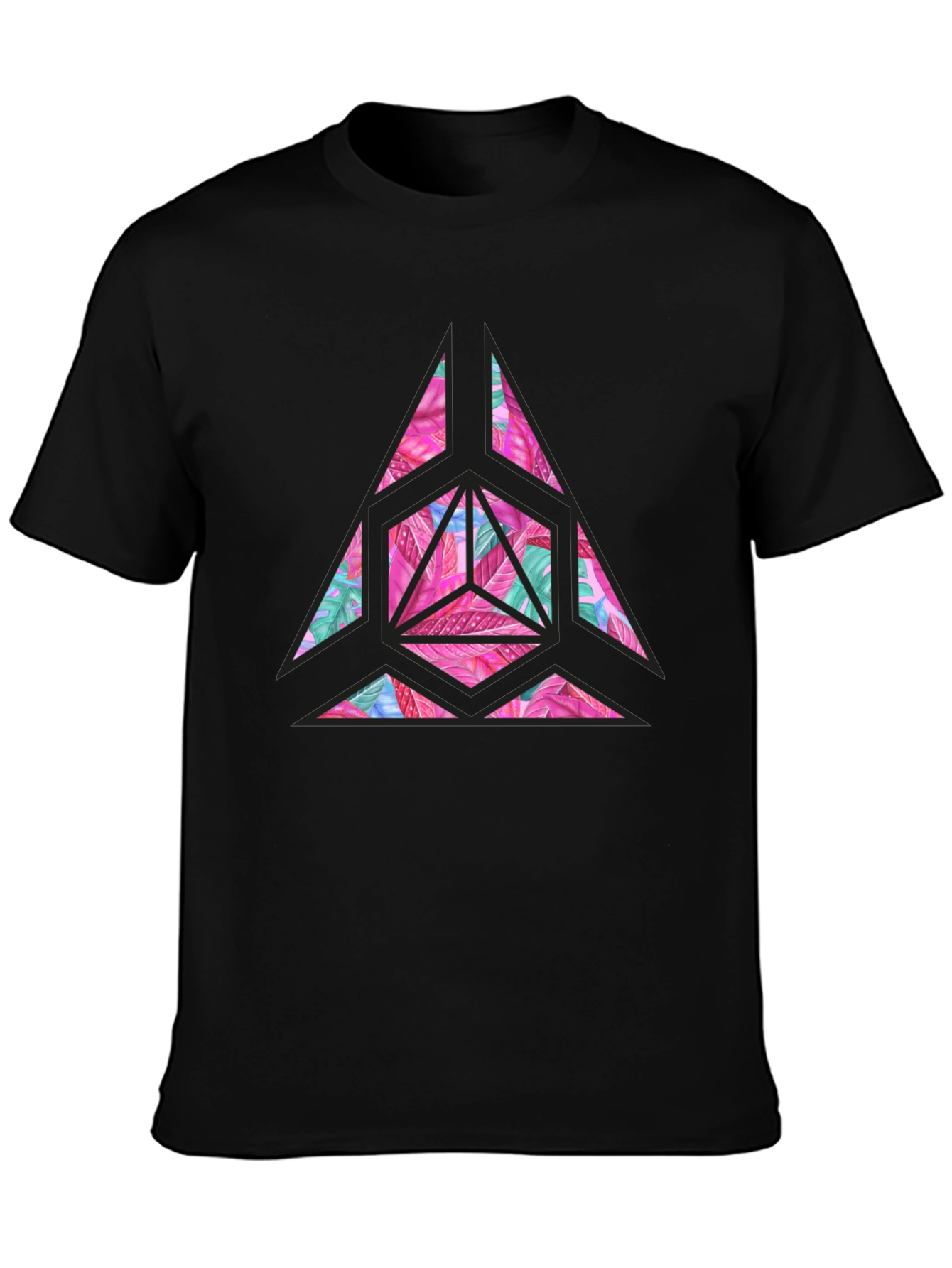 Geometric Floral Print Mens T-Shirt