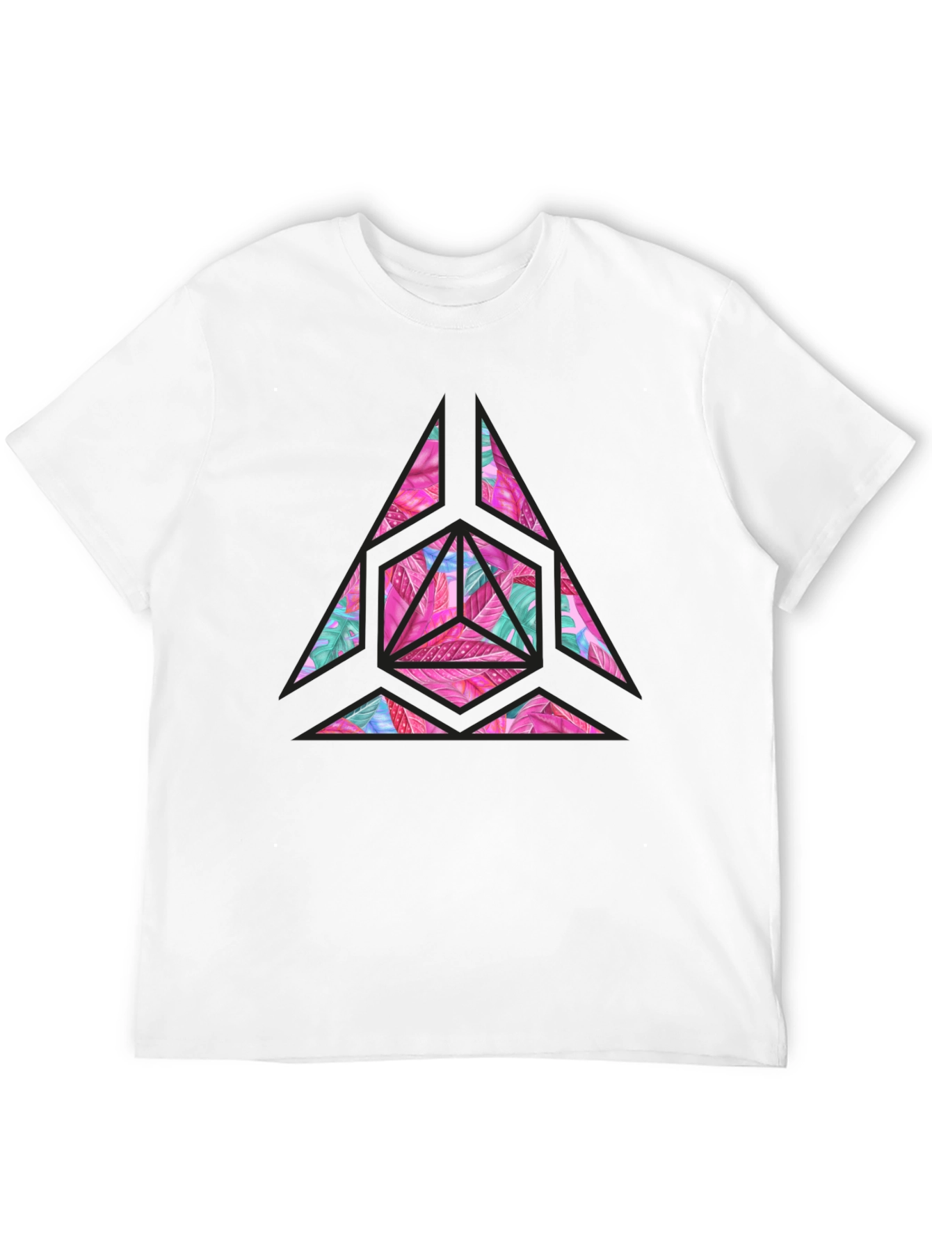 Geometric Floral Print Mens T-Shirt