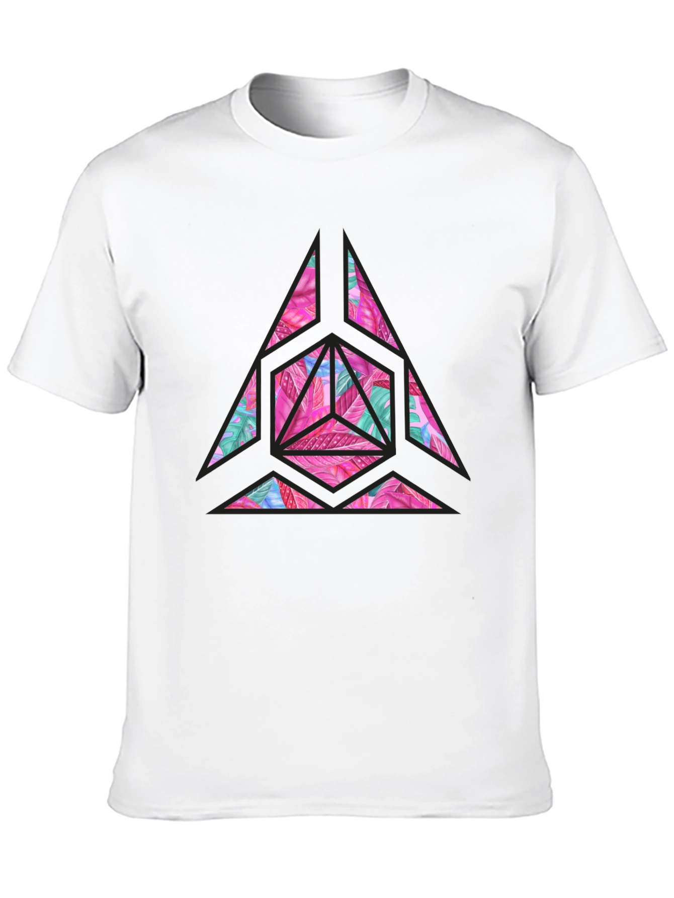Geometric Floral Print Mens T-Shirt