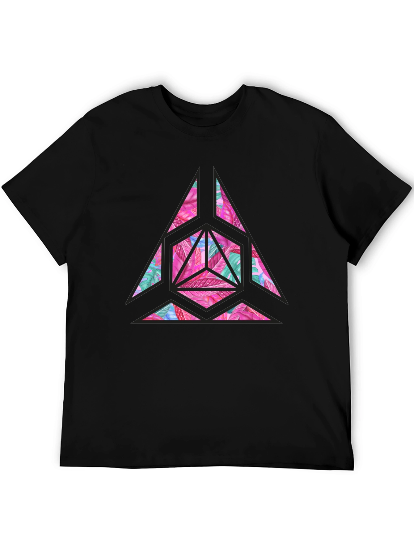 Geometric Floral Print Mens T-Shirt